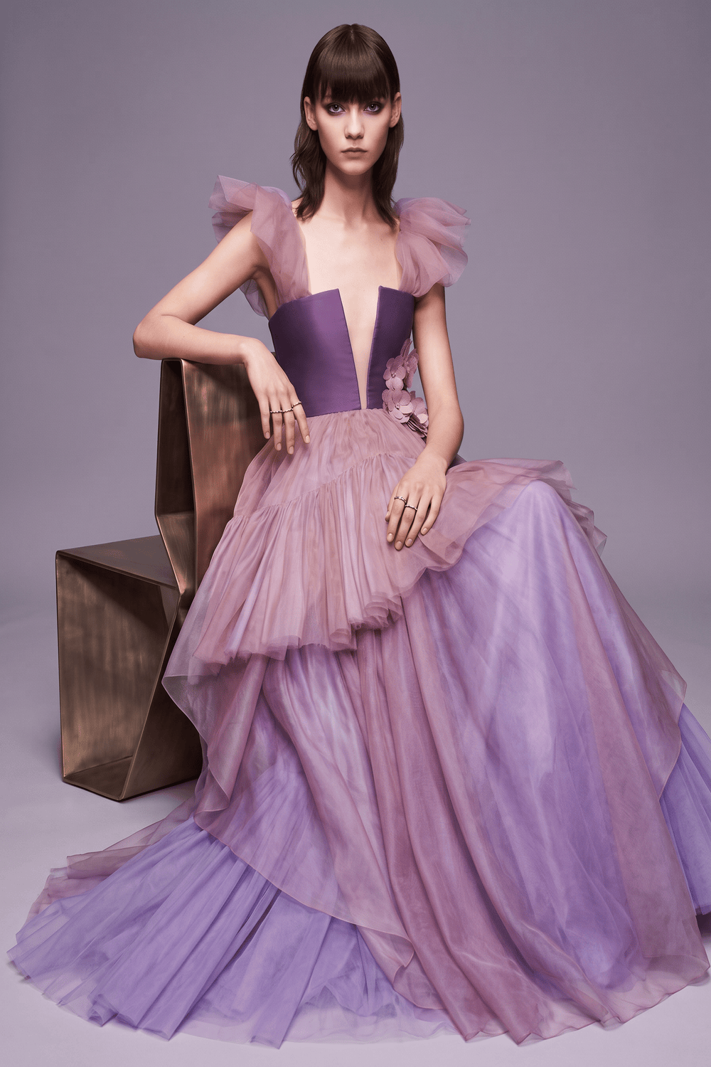 Multi-Layered Tulle Ombre Gown