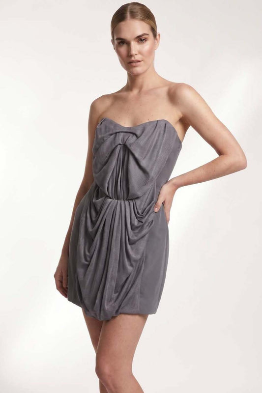 Minivestido drapeado sin tirantes
