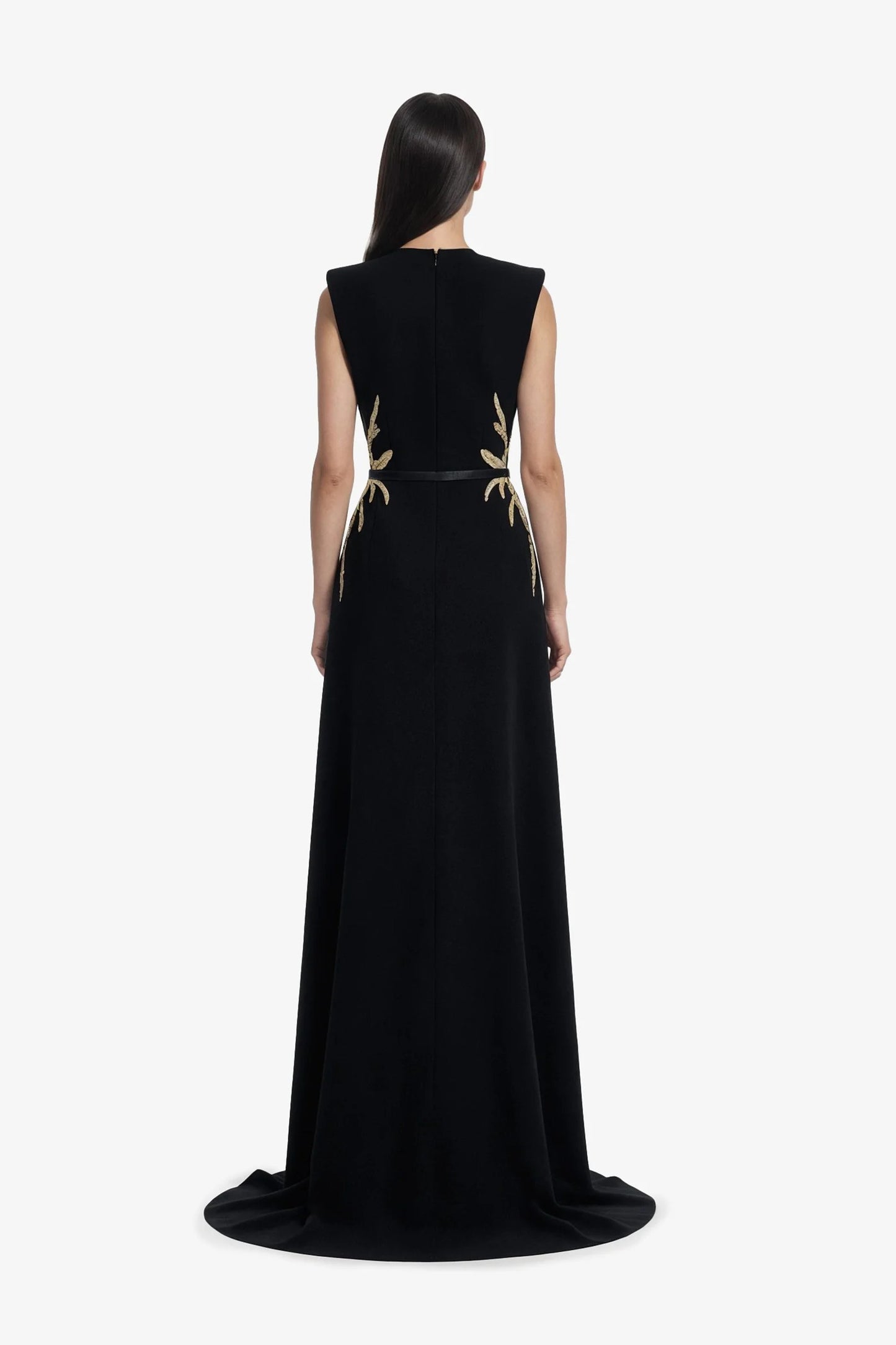 Sleeveless Embellished Crepe Dress