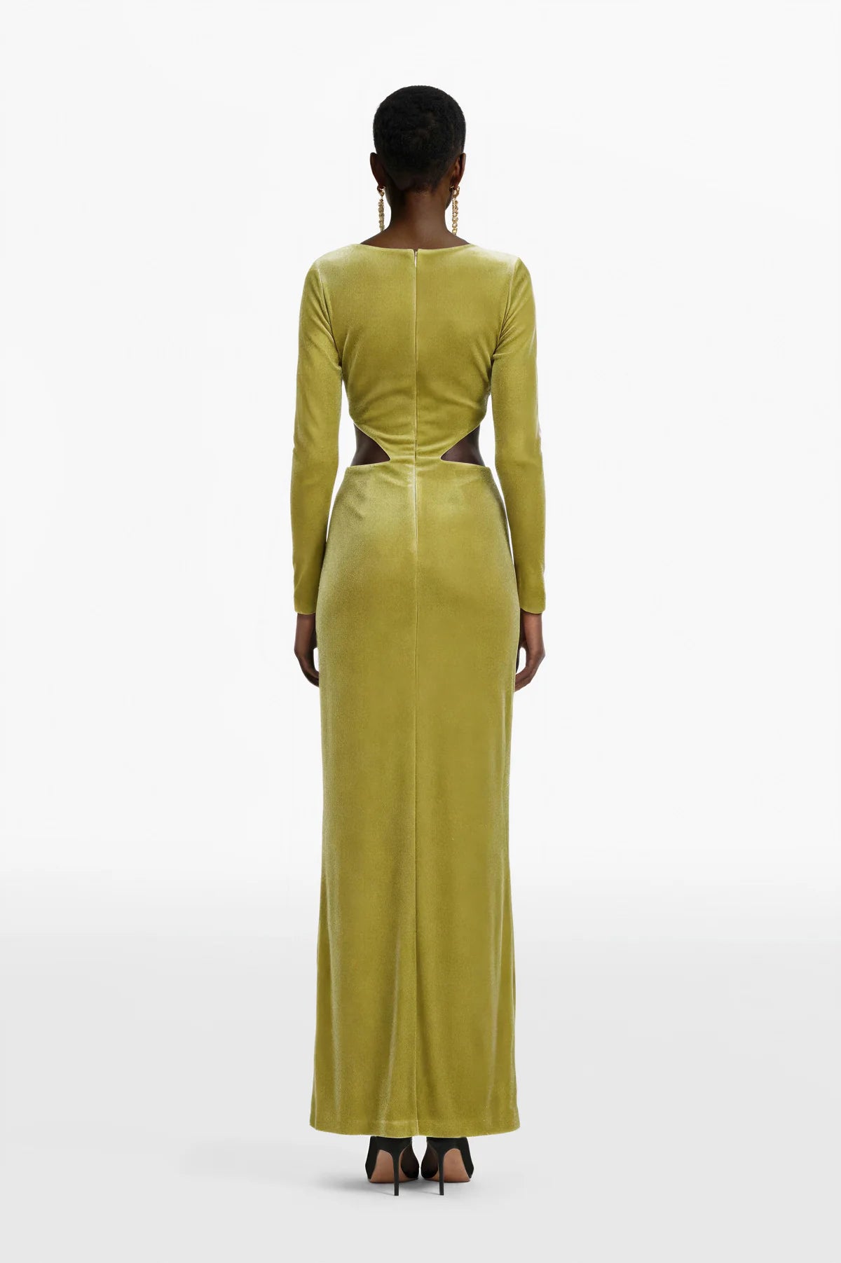 Draped Cut-Out Velvet Dress