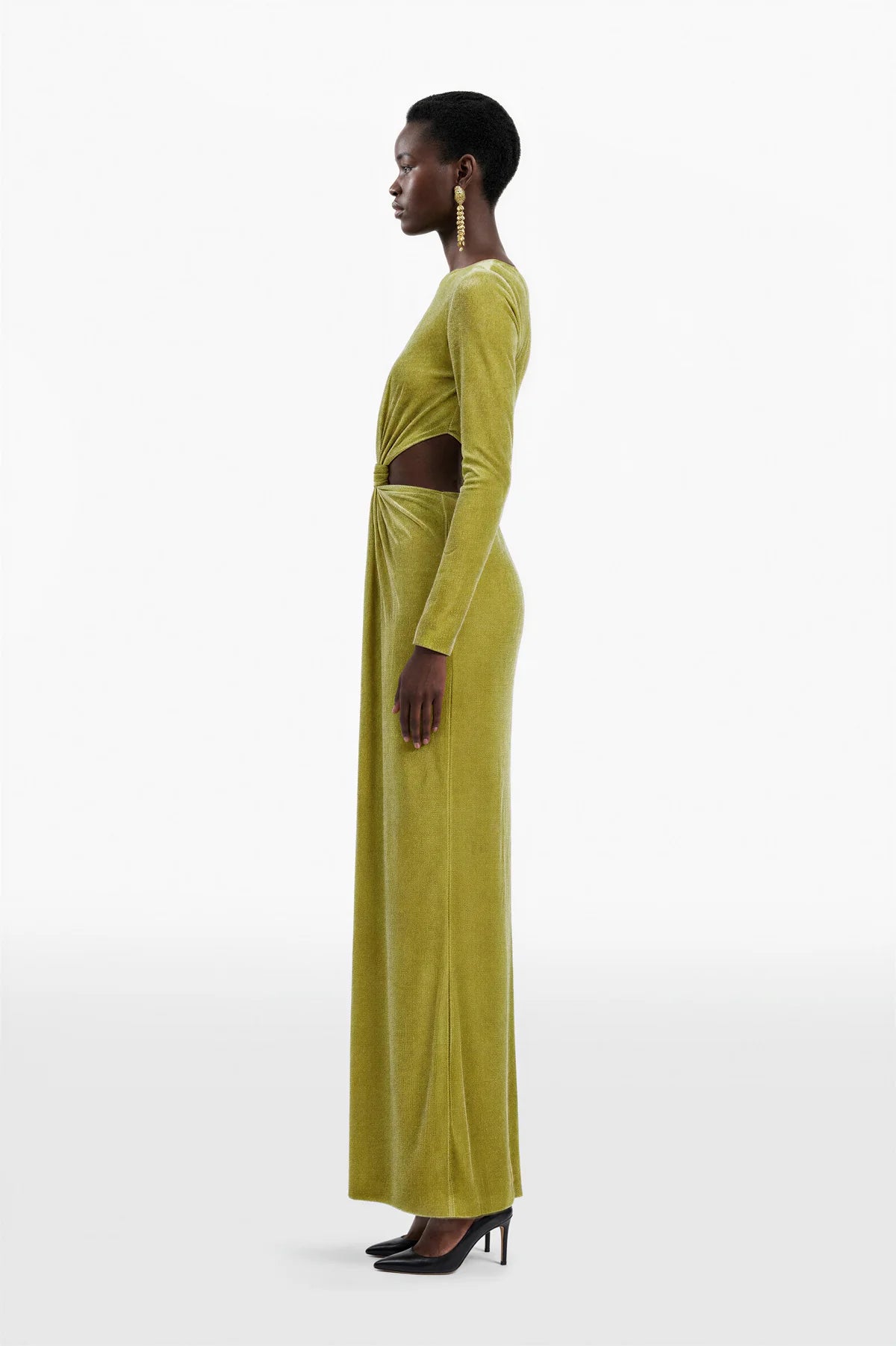 Draped Cut-Out Velvet Dress