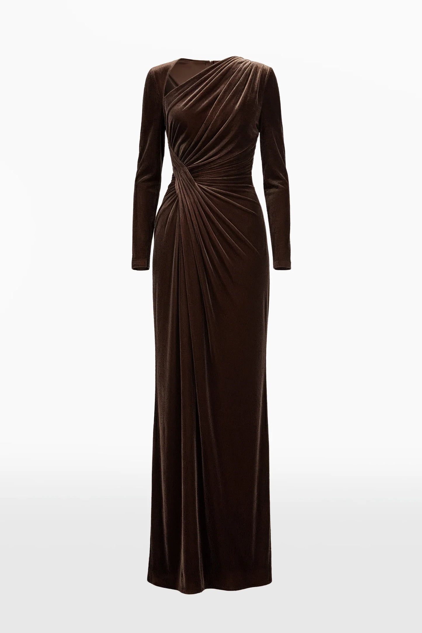 Asymmetric Draped Velvet Dress