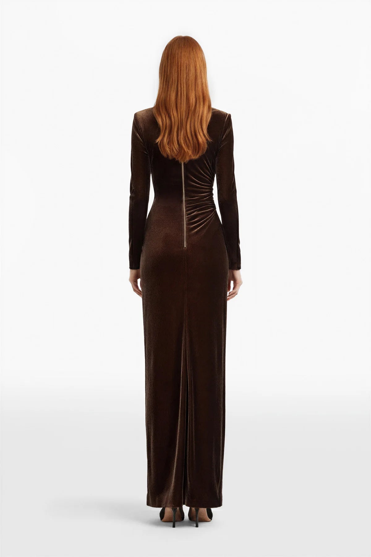 Asymmetric Draped Velvet Dress