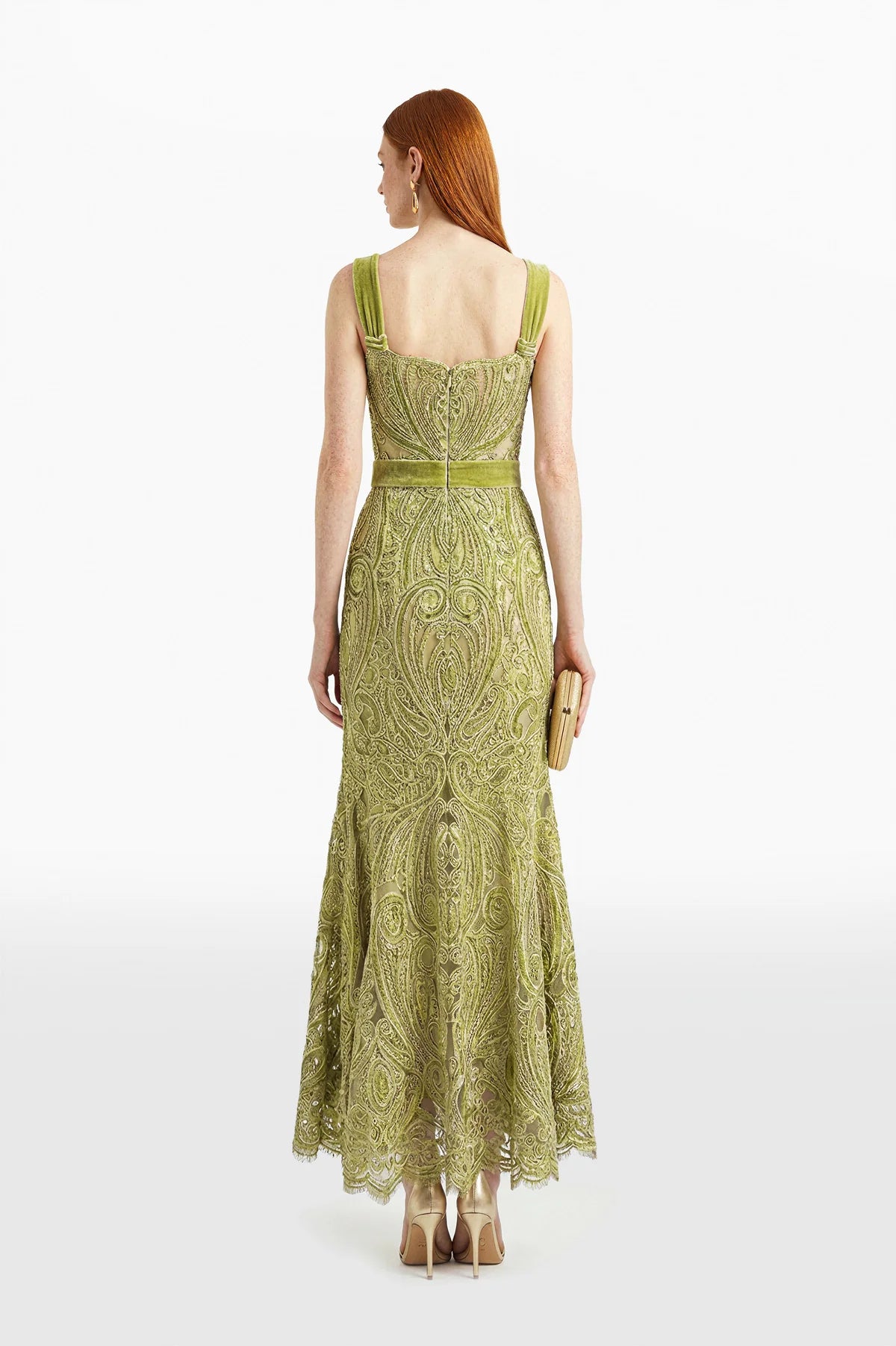 Sequined Thread Midi Lace Dress