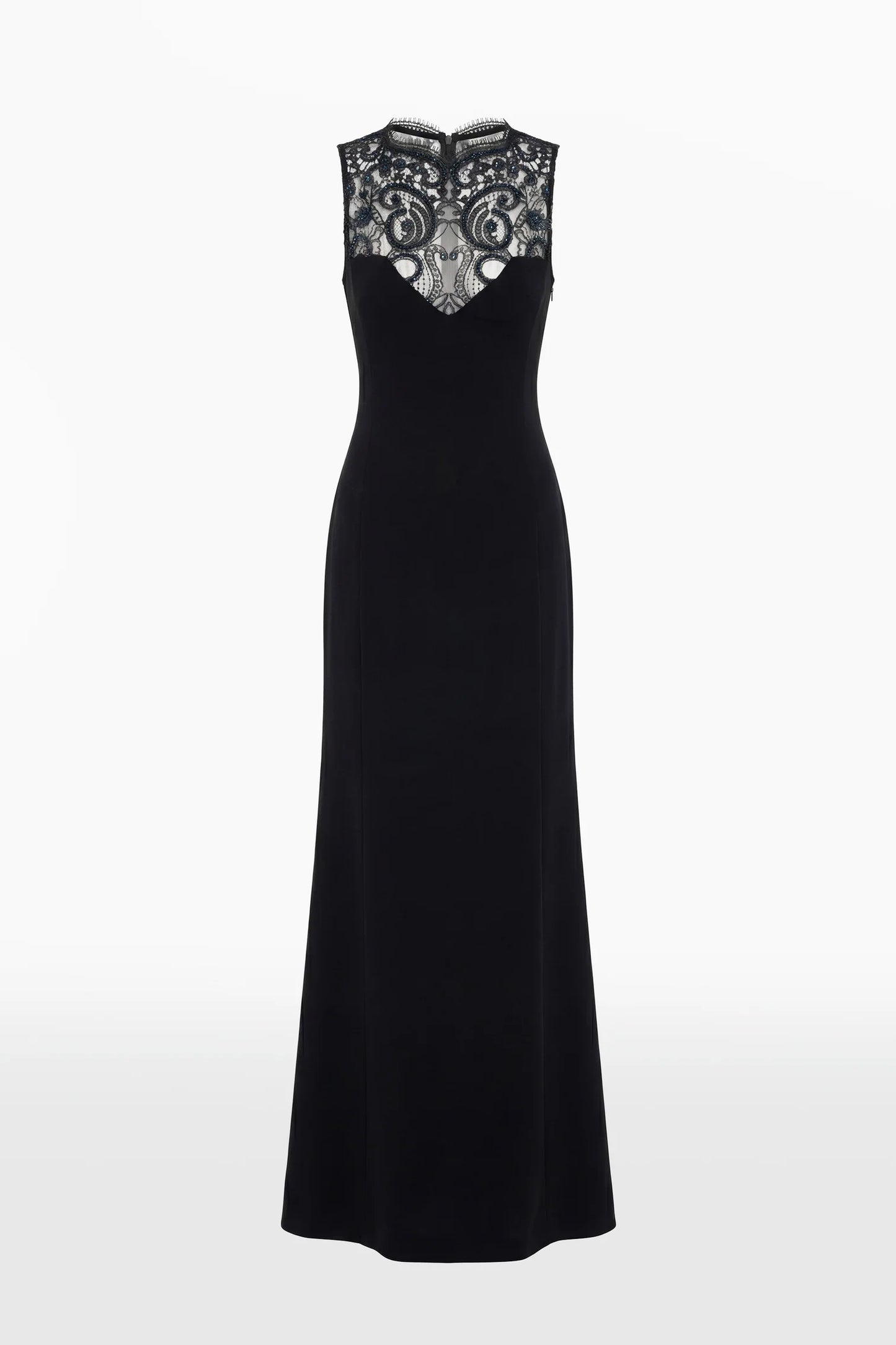 Sequined Thread Lace and Crepe Dress