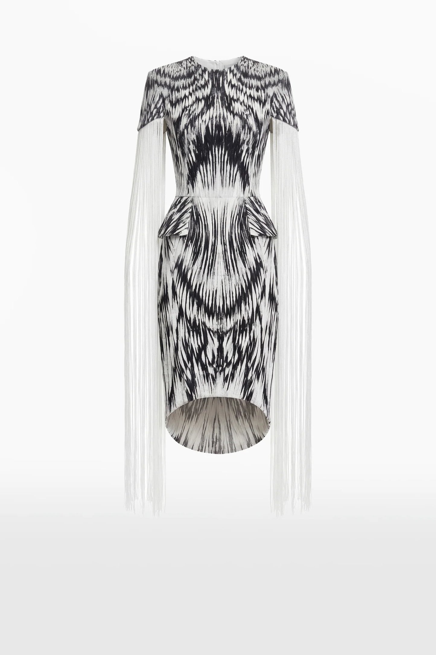 Printed Scuba Dress with Fringes