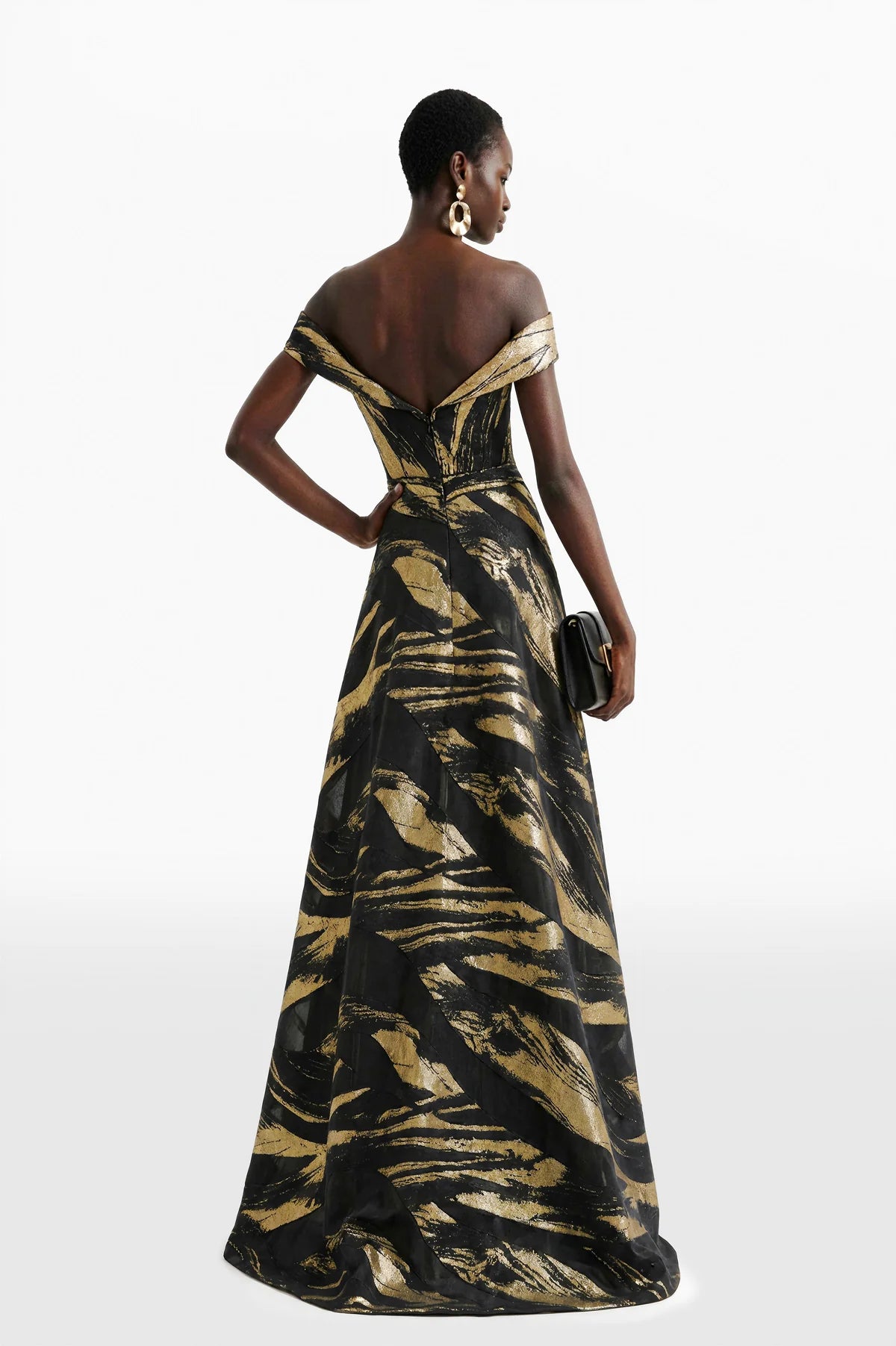 Off-Shoulder Brocade Dress