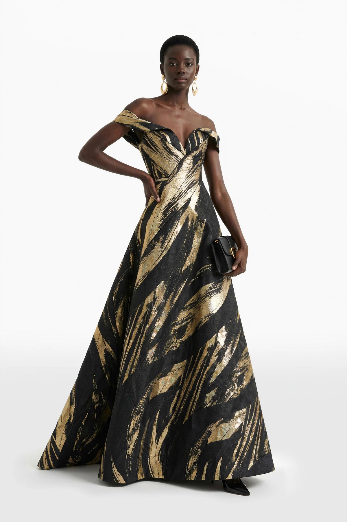Off-Shoulder Brocade Dress