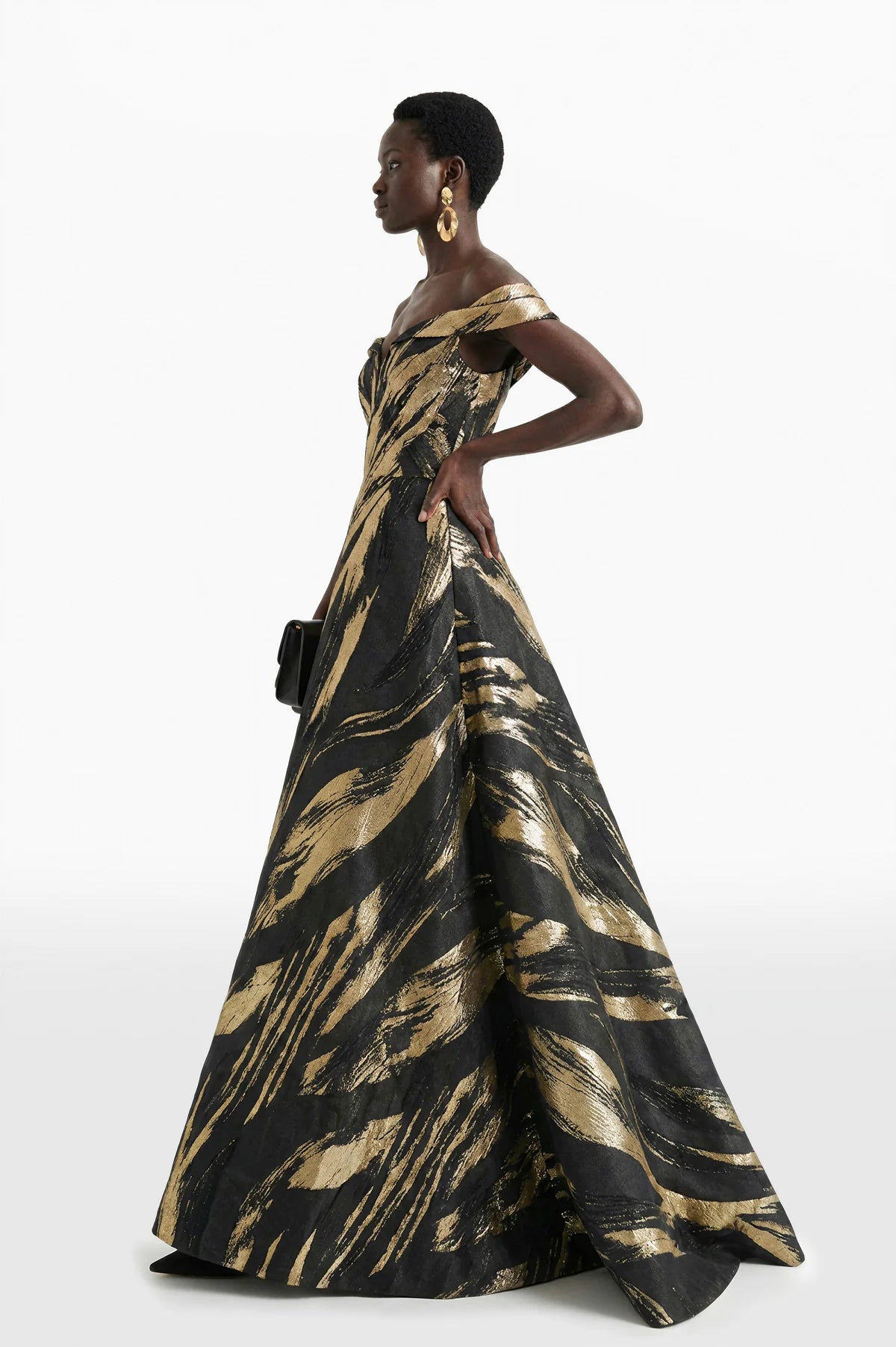 Off-Shoulder Brocade Dress