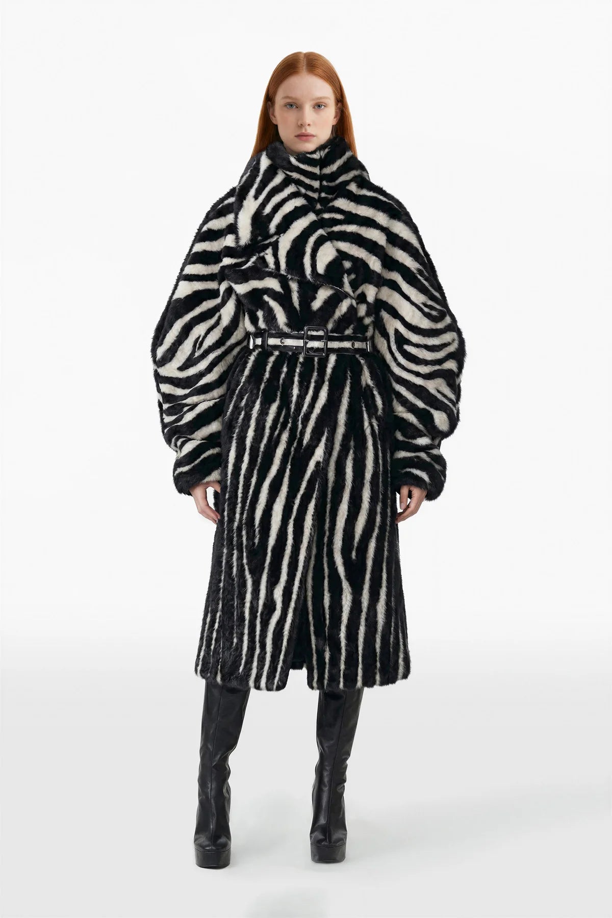 Zebra Faux Fur Coat