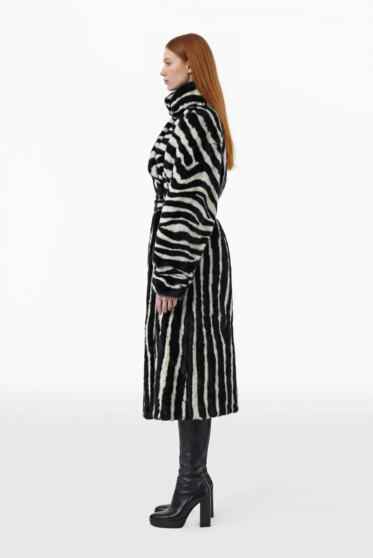 Zebra Faux Fur Coat