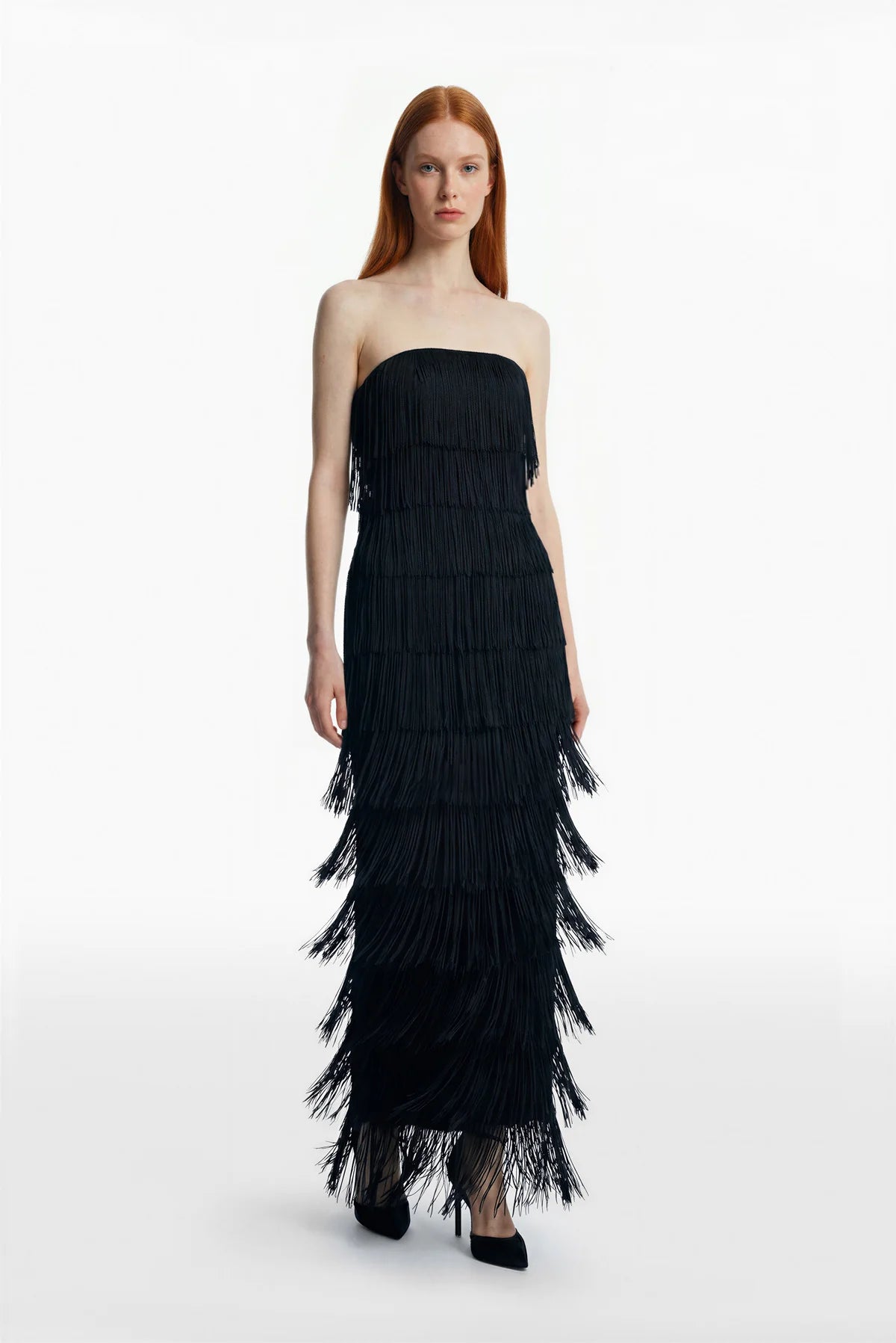 Fringed Strapless Dress