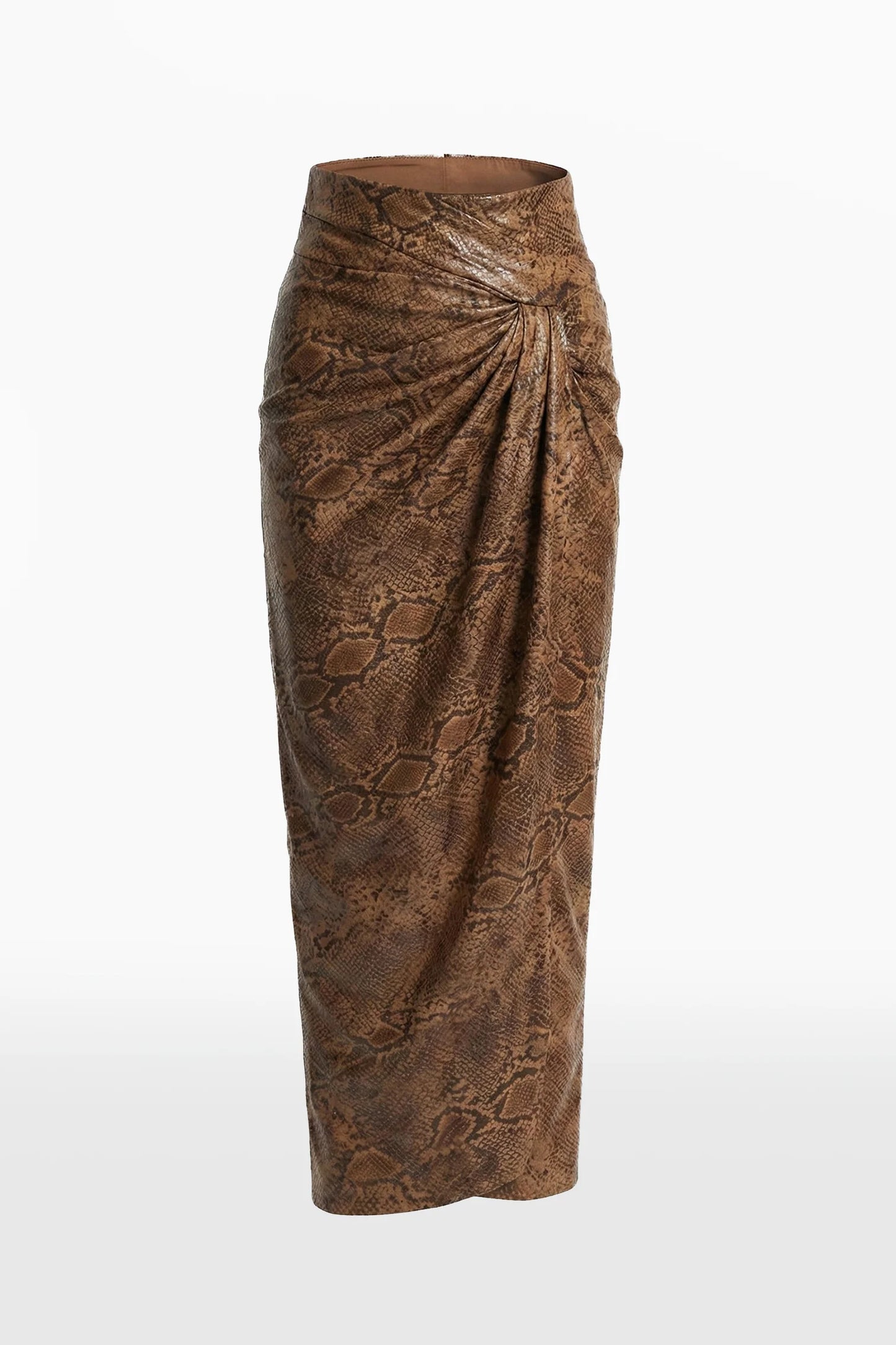 Draped Shirt with Snake Print Skirt Set
