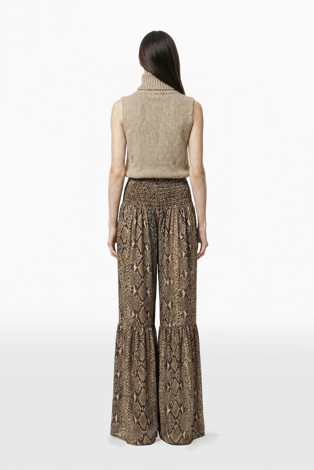 Wool Top with Snake Print Pants Set