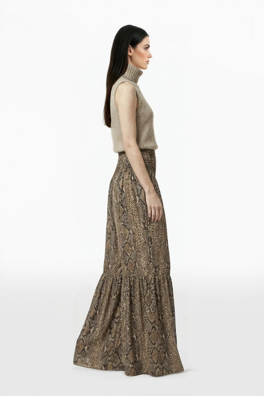 Wool Top with Snake Print Pants Set