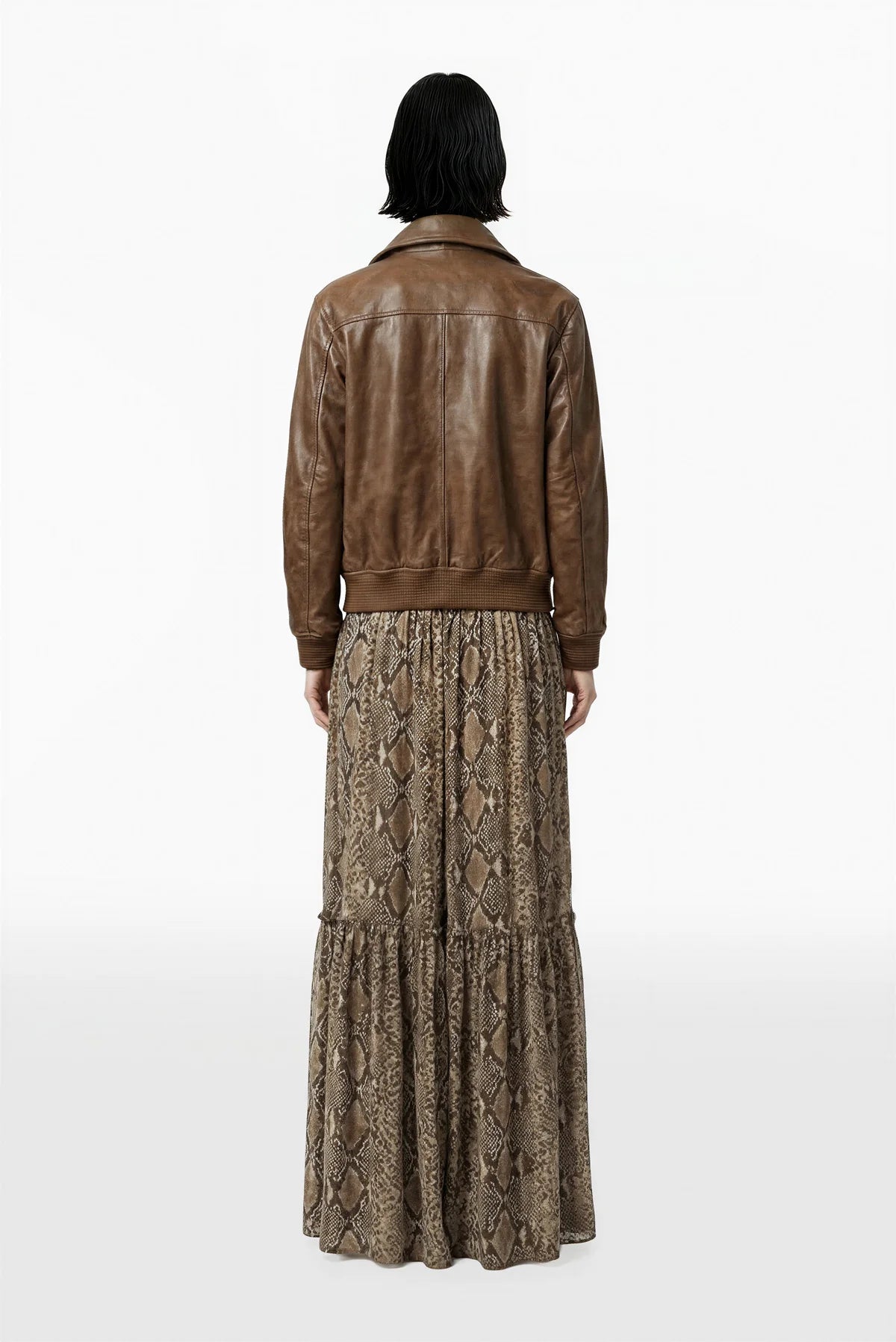 Leather Jacket and Snake Print Dress