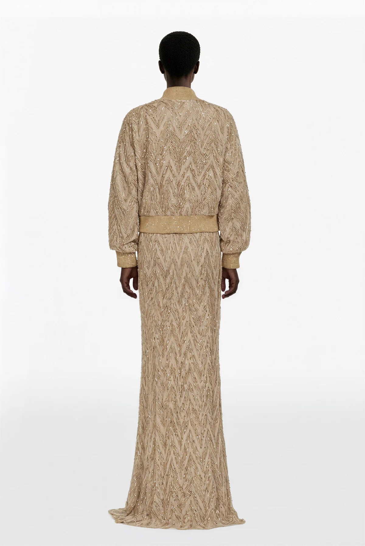 Embroidered Jacket with Satin Top and Skirt