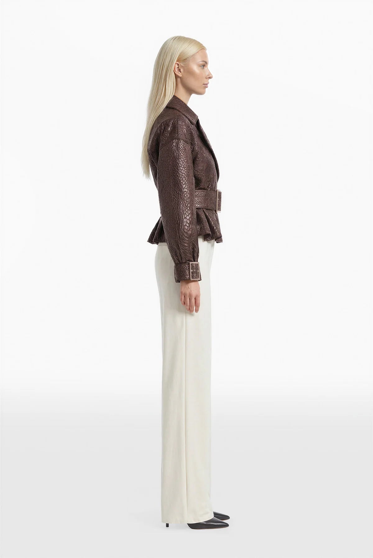 Textured Jacket with Tailored Pants and Shirt Set