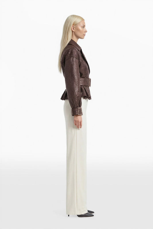 Textured Jacket with Tailored Pants and Shirt Set