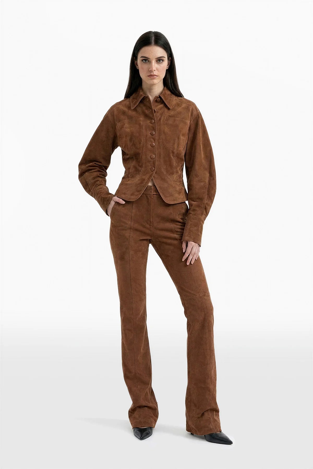 Suede Jacket and Pants Set