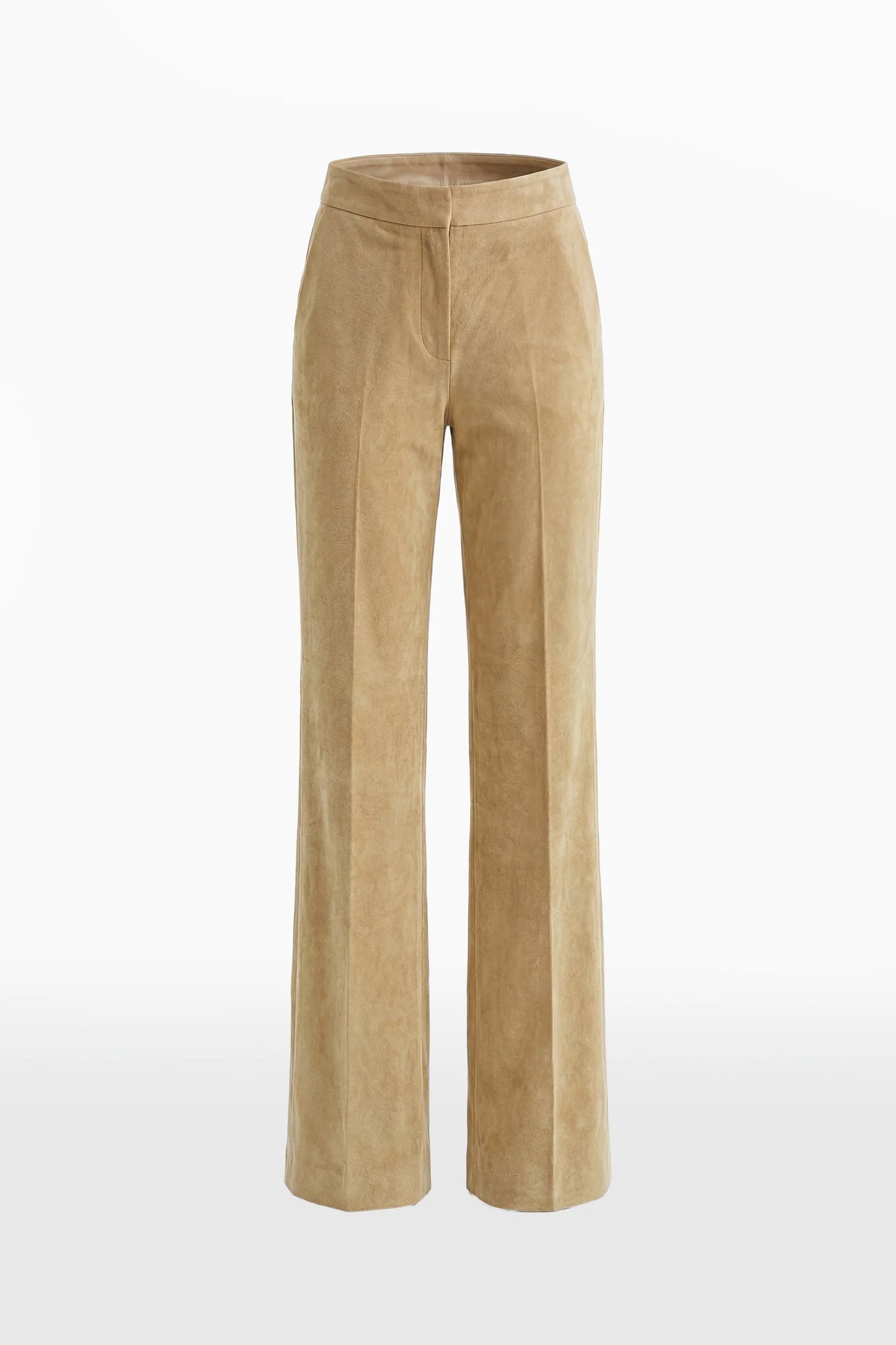Draped Suede Jacket and Wide Leg Pants Set