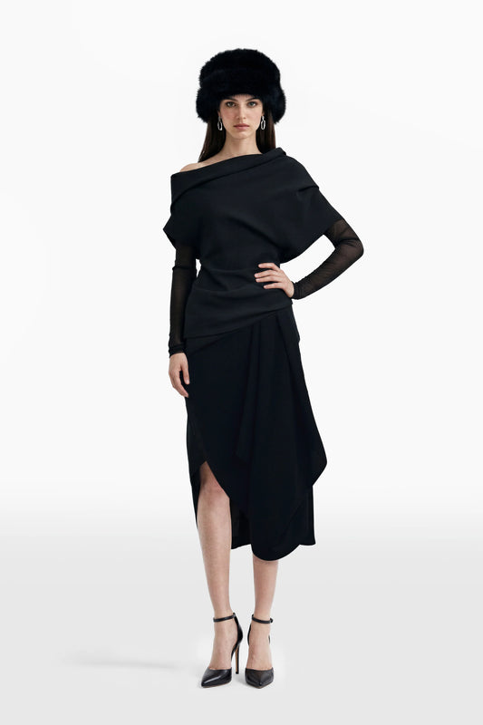 Draped Crepe Dress