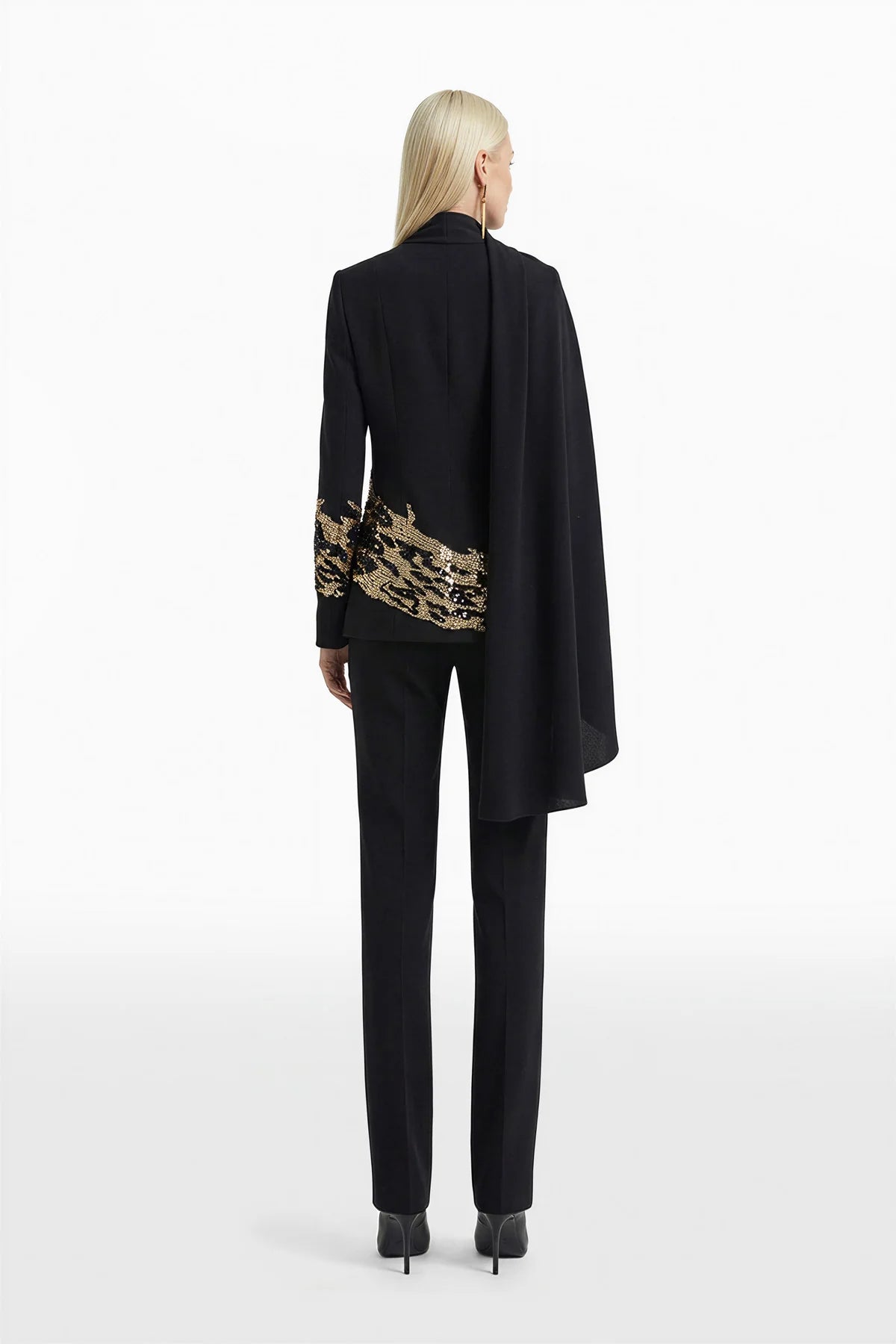 Embroidered Crepe Tailored Set