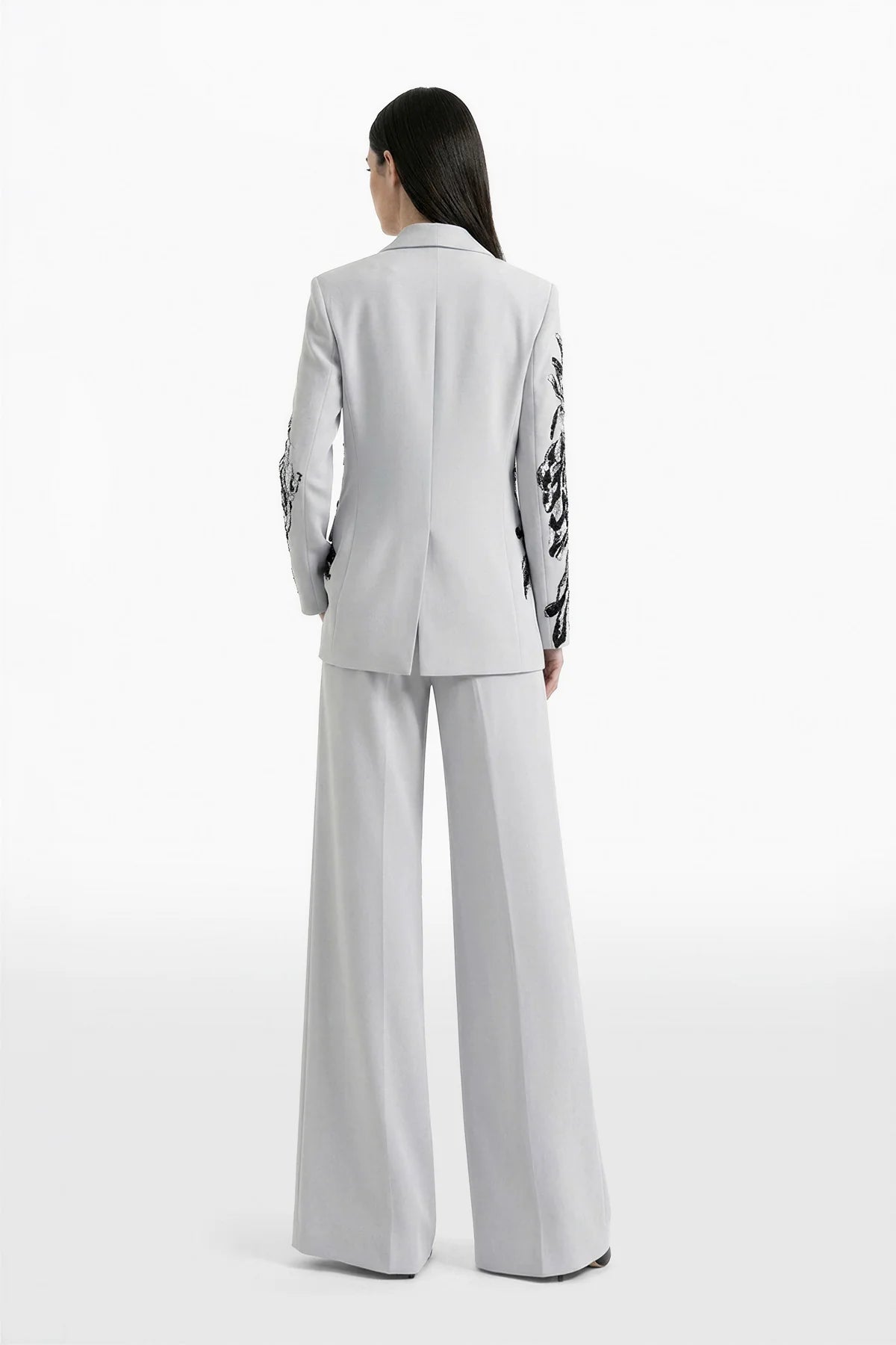 Embroidered Crepe Tailored Set