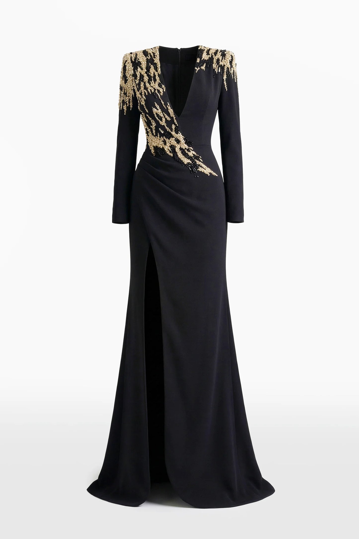 Animal-Inspired Embroidered Crepe Dress