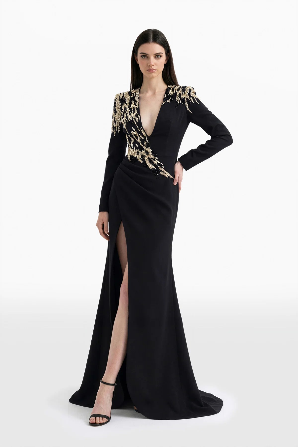 Animal-Inspired Embroidered Crepe Dress