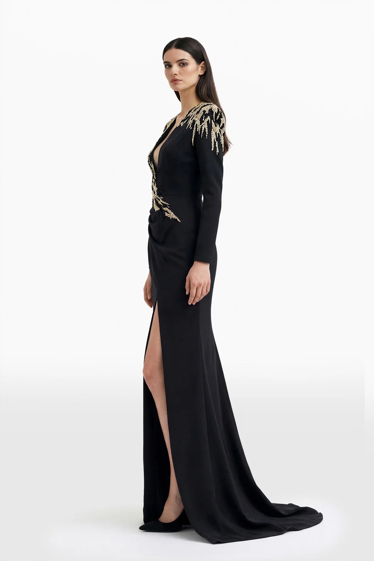 Animal-Inspired Embroidered Crepe Dress