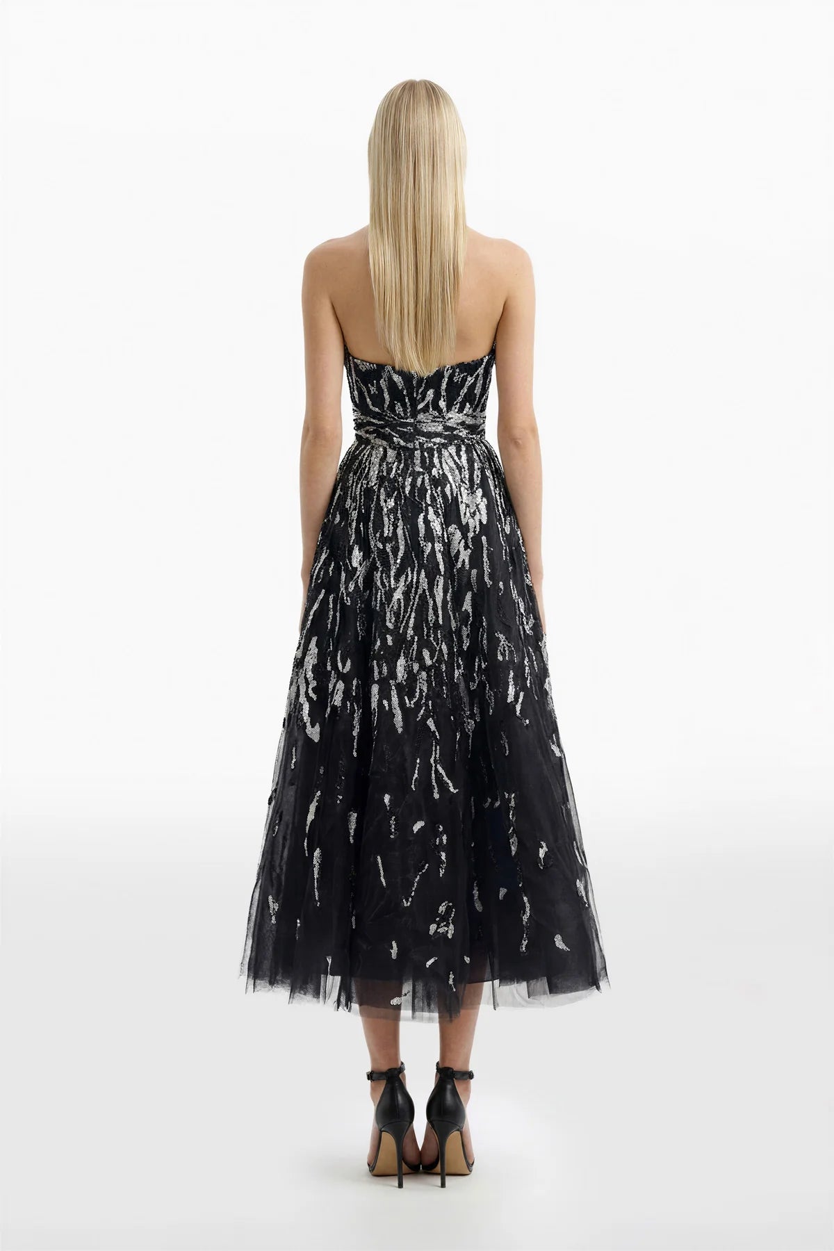 Strapless Midi Embroidered Dress