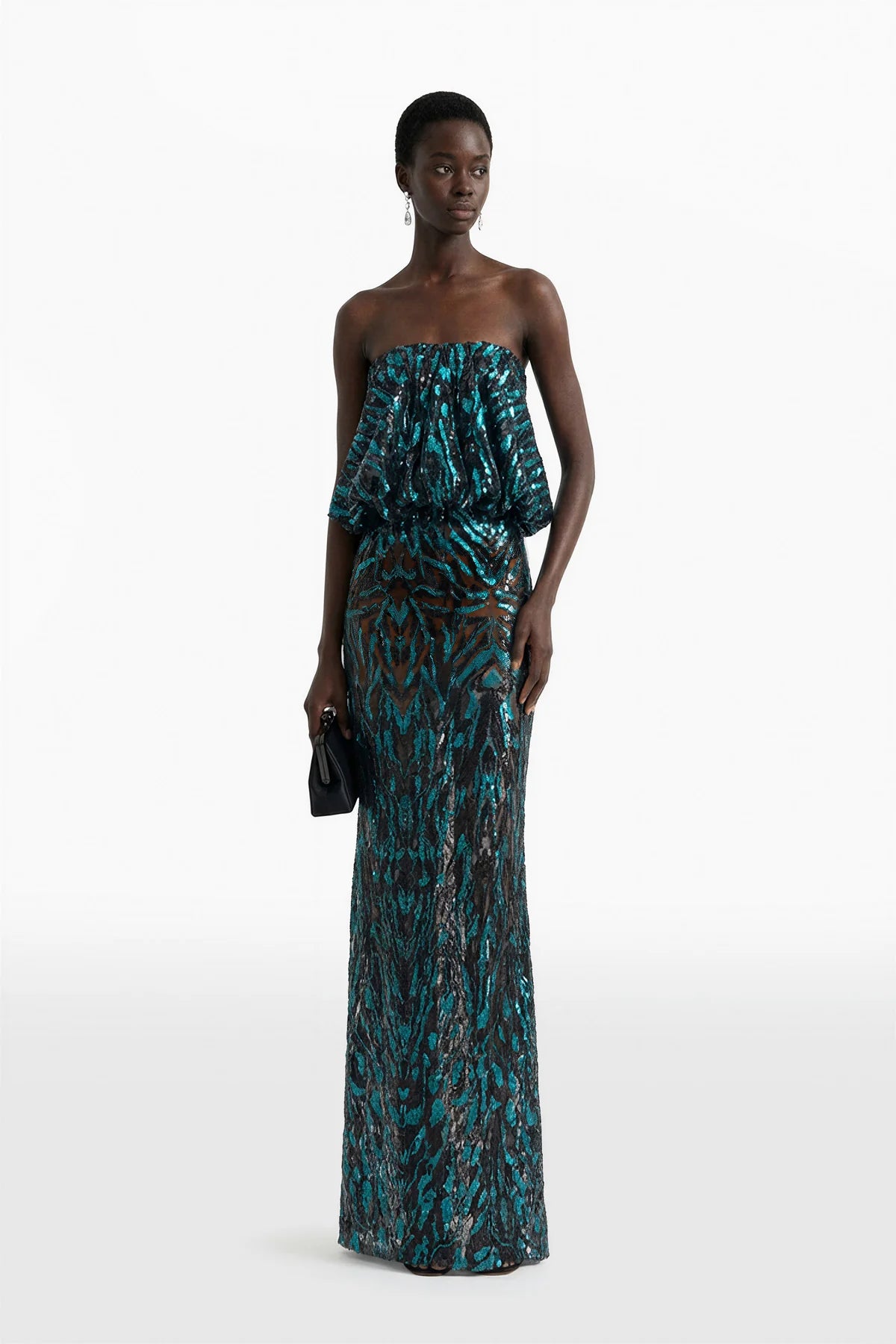 Embroidered Tulle Strapless Dress