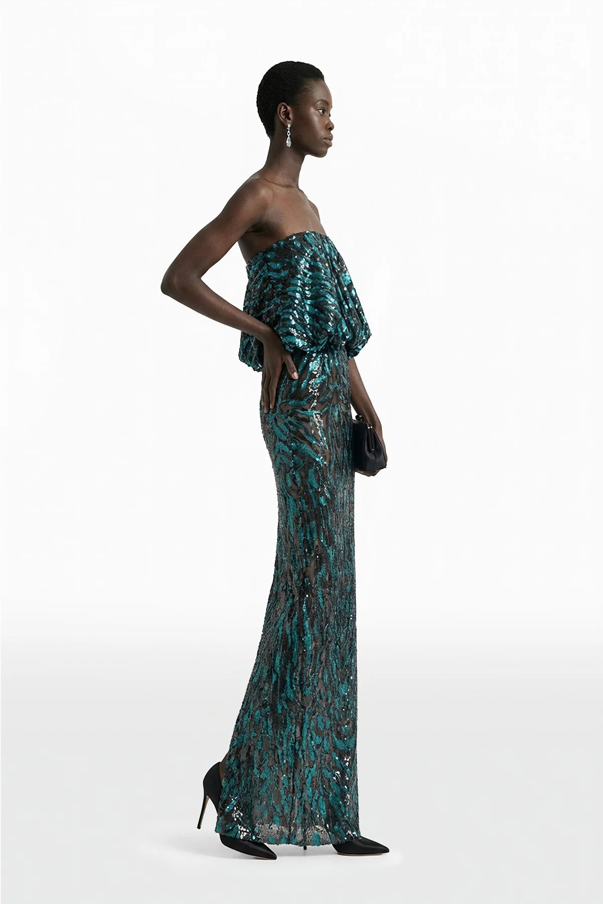 Embroidered Tulle Strapless Dress