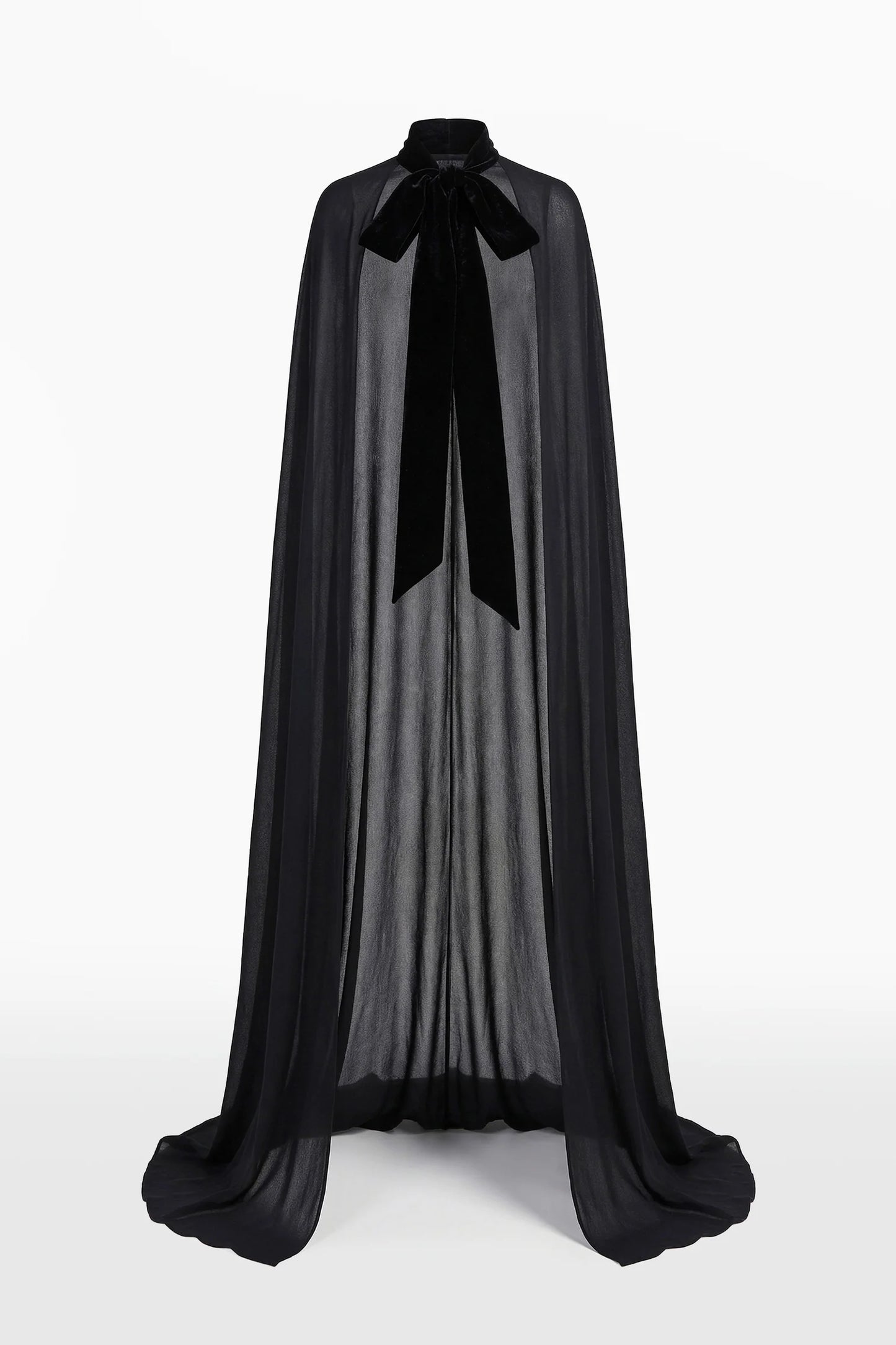 Velvet Embroidered Dress with Cape