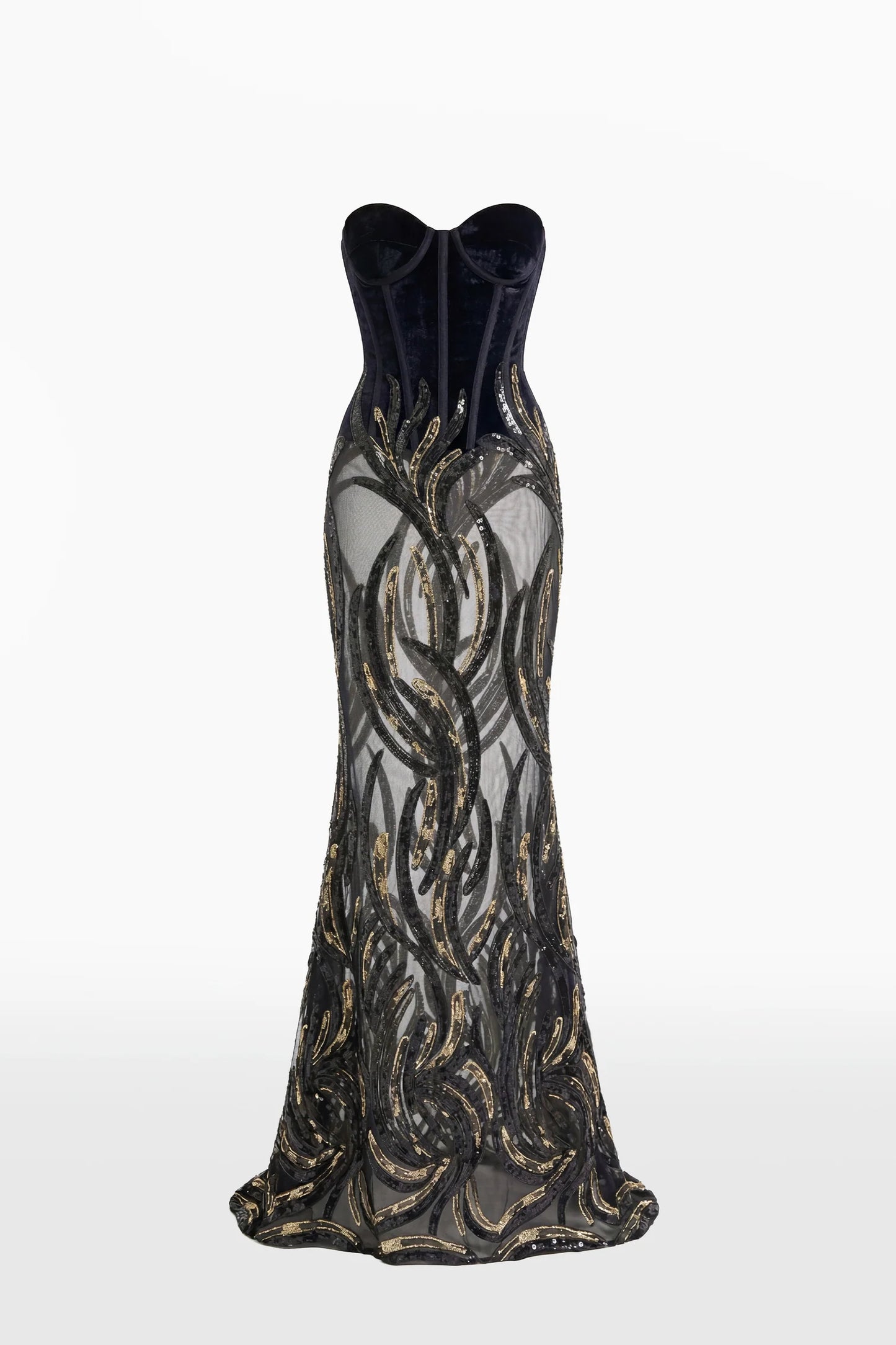 Velvet Embroidered Dress with Cape