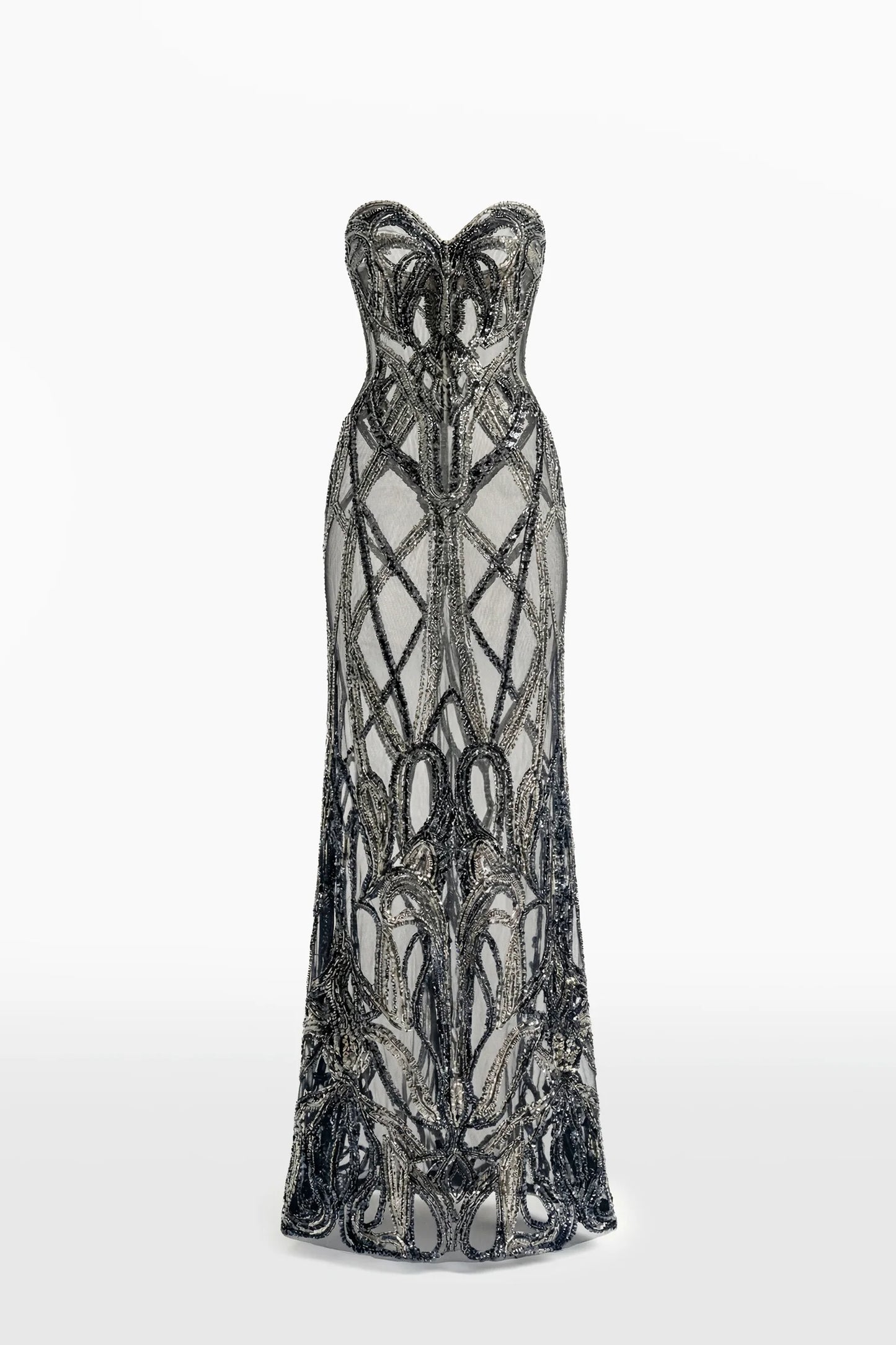 Embroidered Long Dress with Pleated Cape