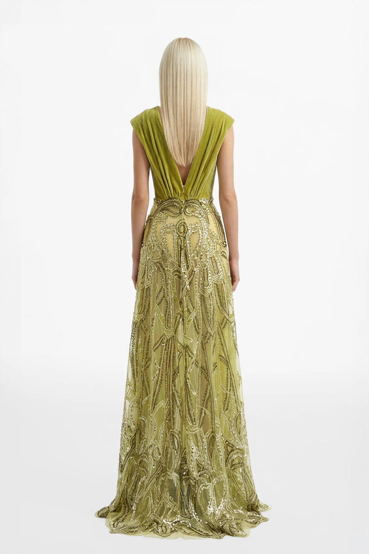 Twisted Velvet Embroidered Dress