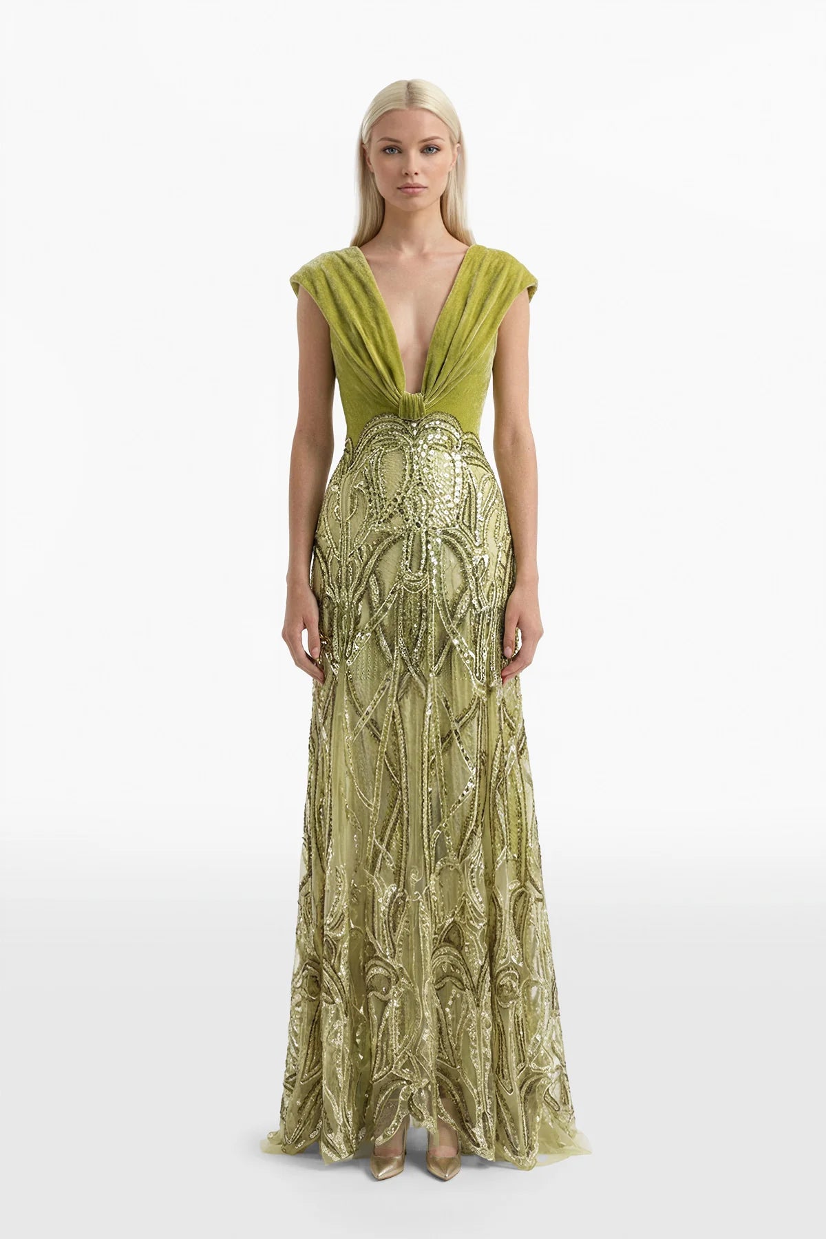 Twisted Velvet Embroidered Dress