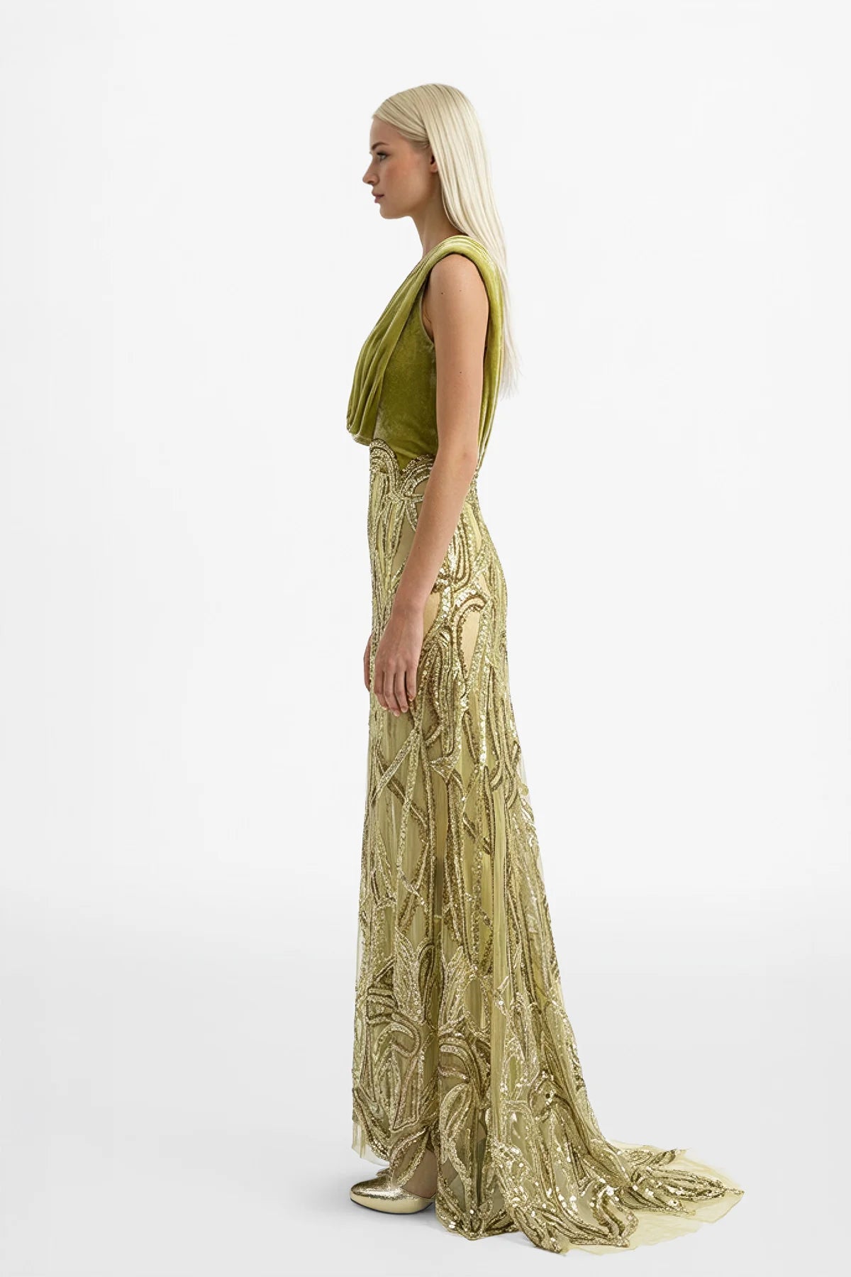 Twisted Velvet Embroidered Dress