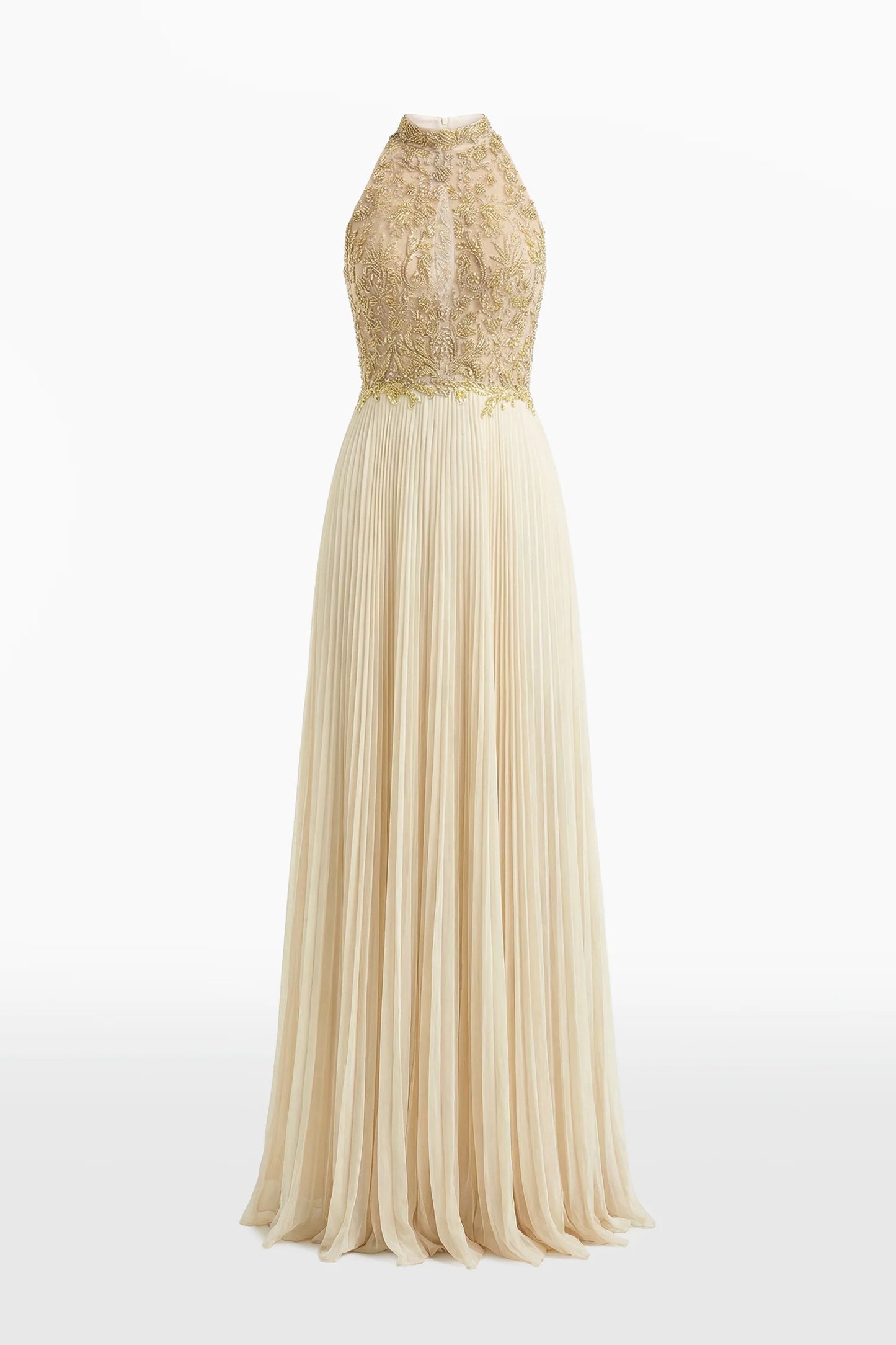 Embroidered Dress with Pleated Skirt