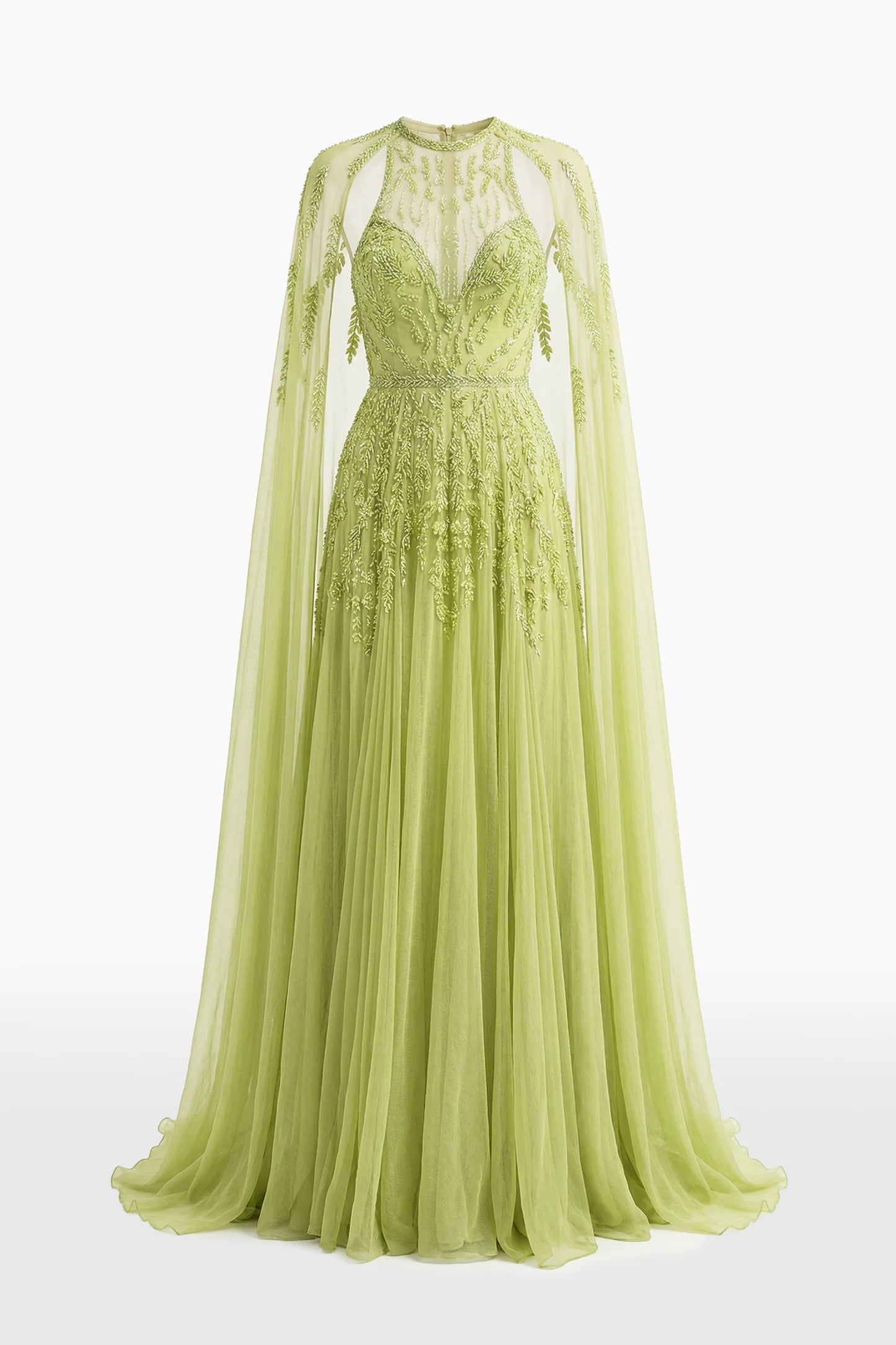 Embroidered Georgette Cape Dress