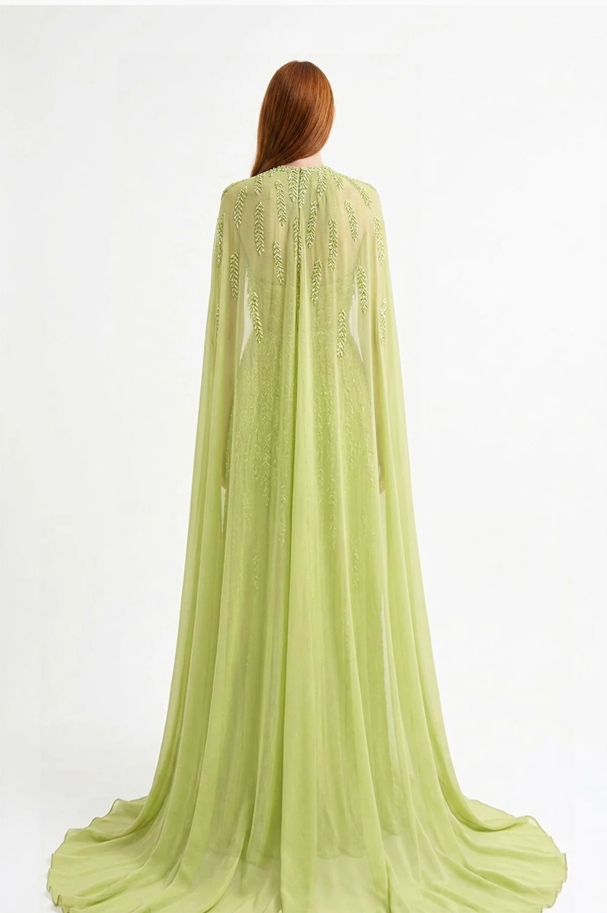 Embroidered Georgette Cape Dress