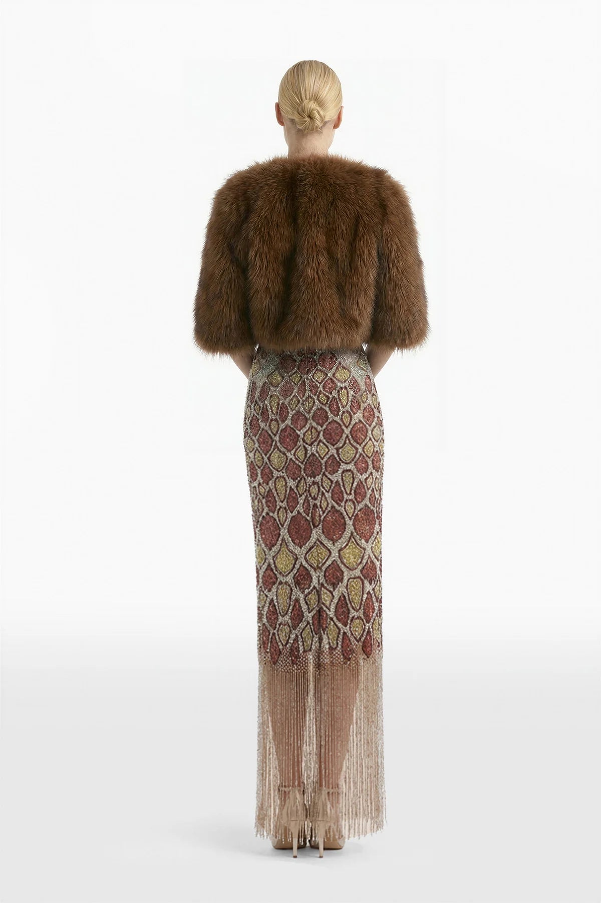 Snake-Inspired Halter Neck Embroidered Dress