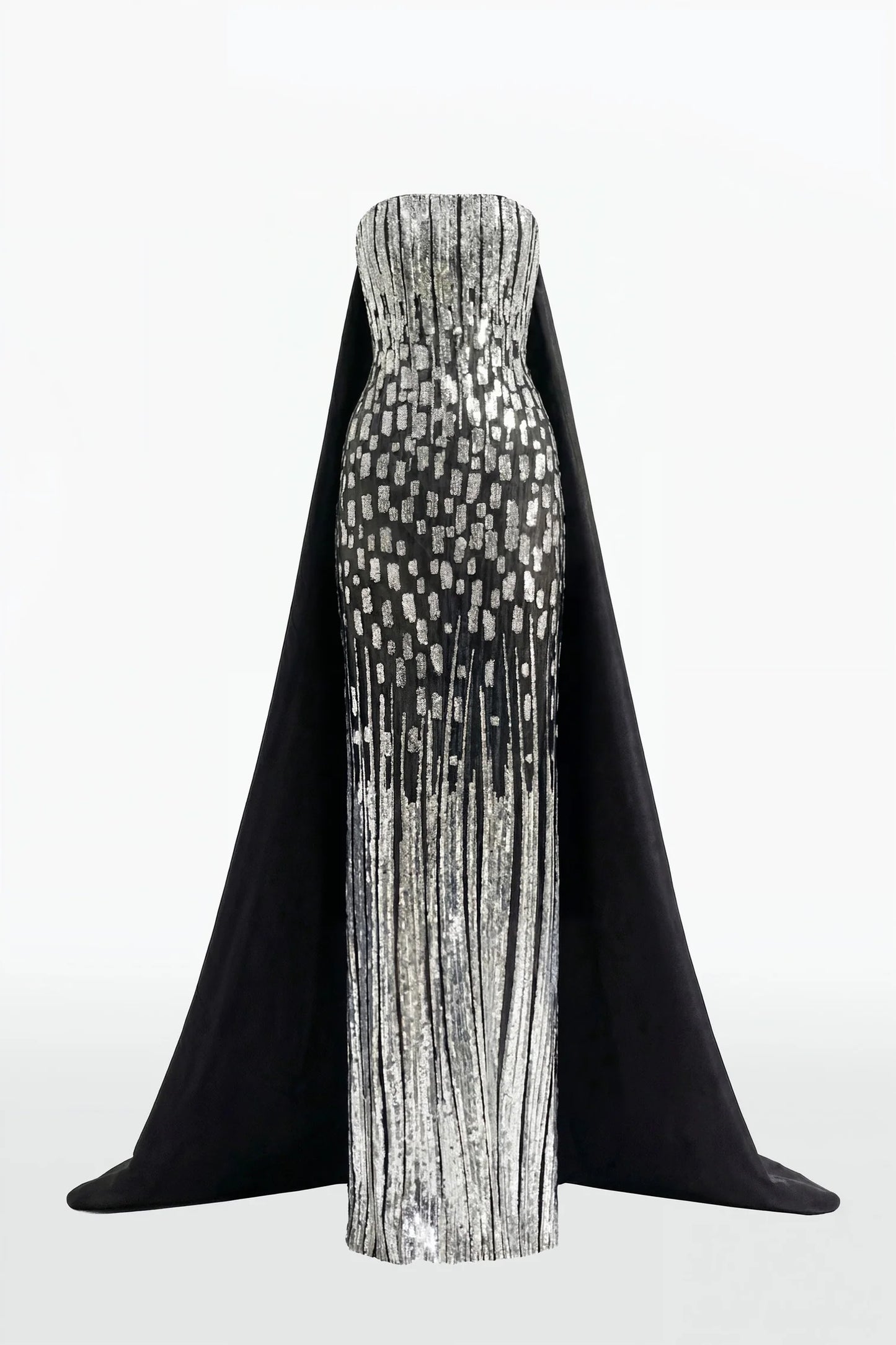 Lined Embroidered Dress with Cape