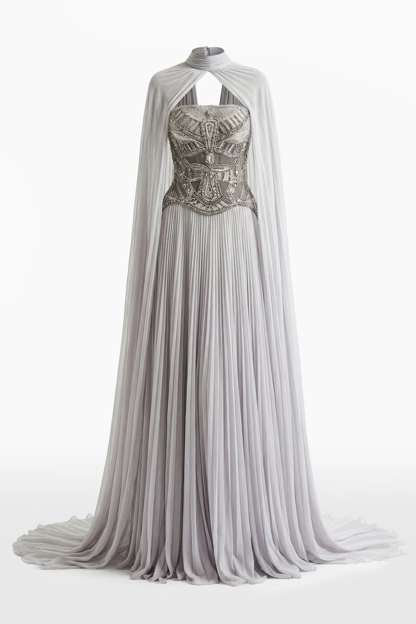 Embroidered Pleated Dress