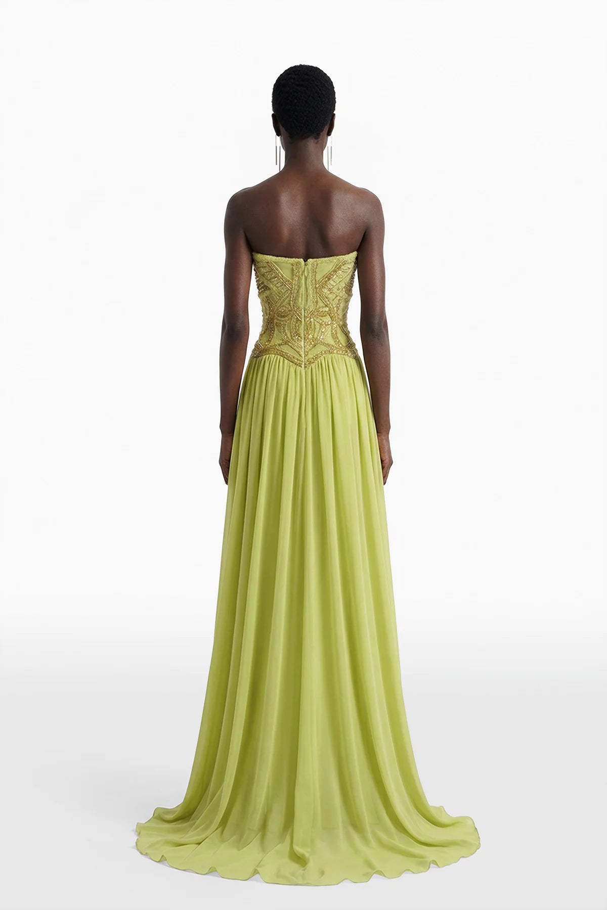 Strapless Embroidered Long Dress
