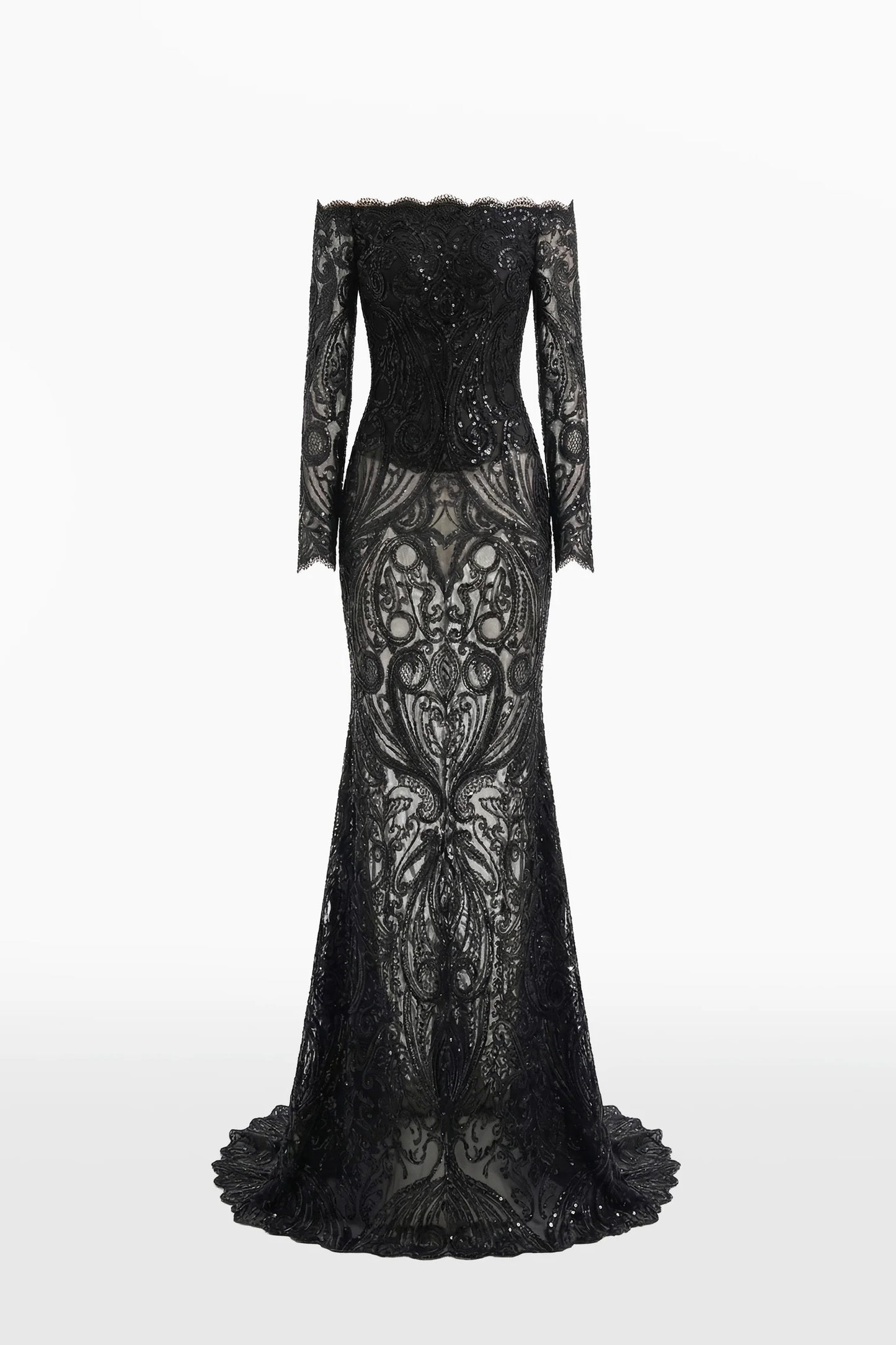 Off-Shoulder Sequined Thread Lace Dress