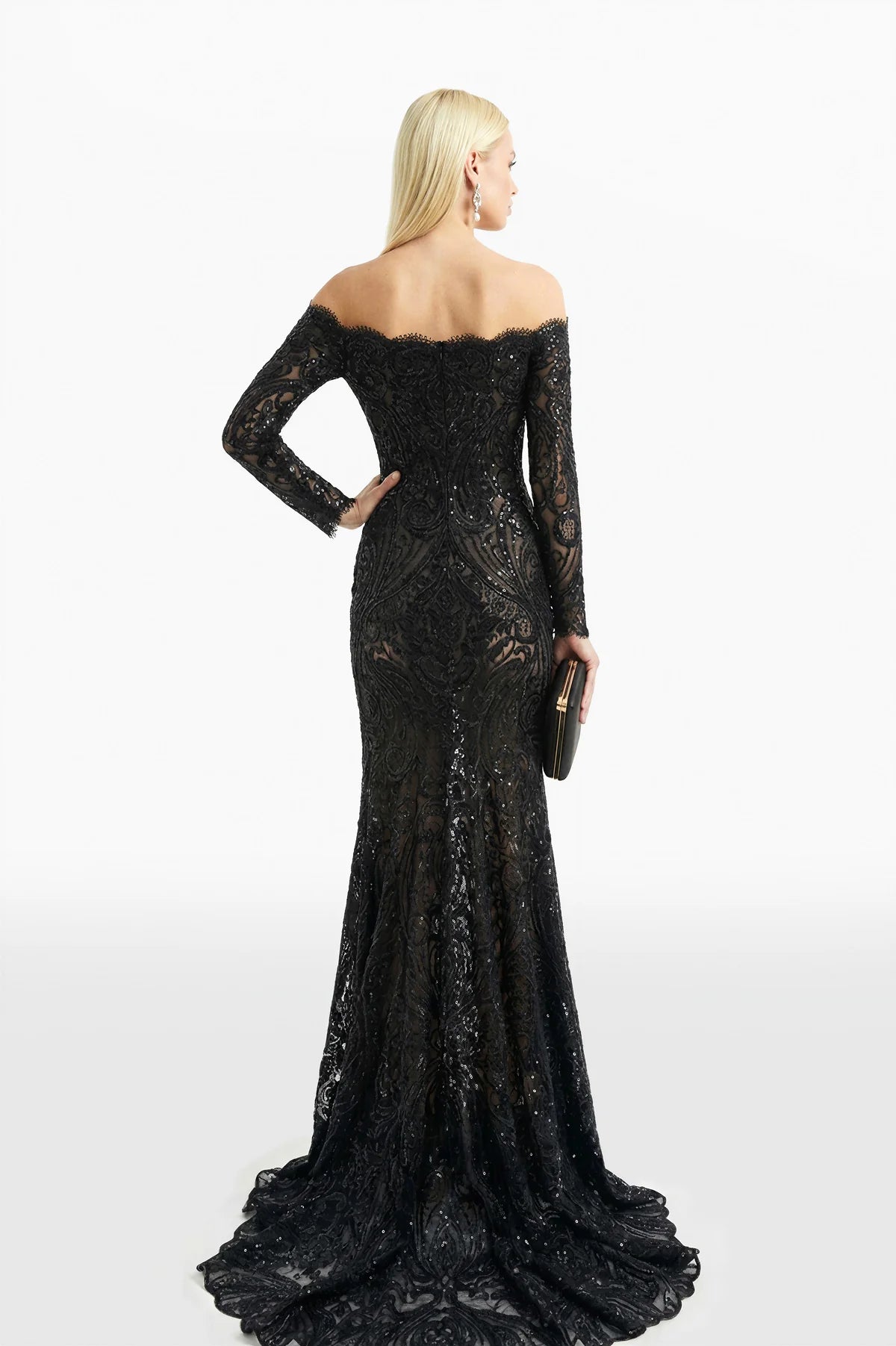Off-Shoulder Sequined Thread Lace Dress