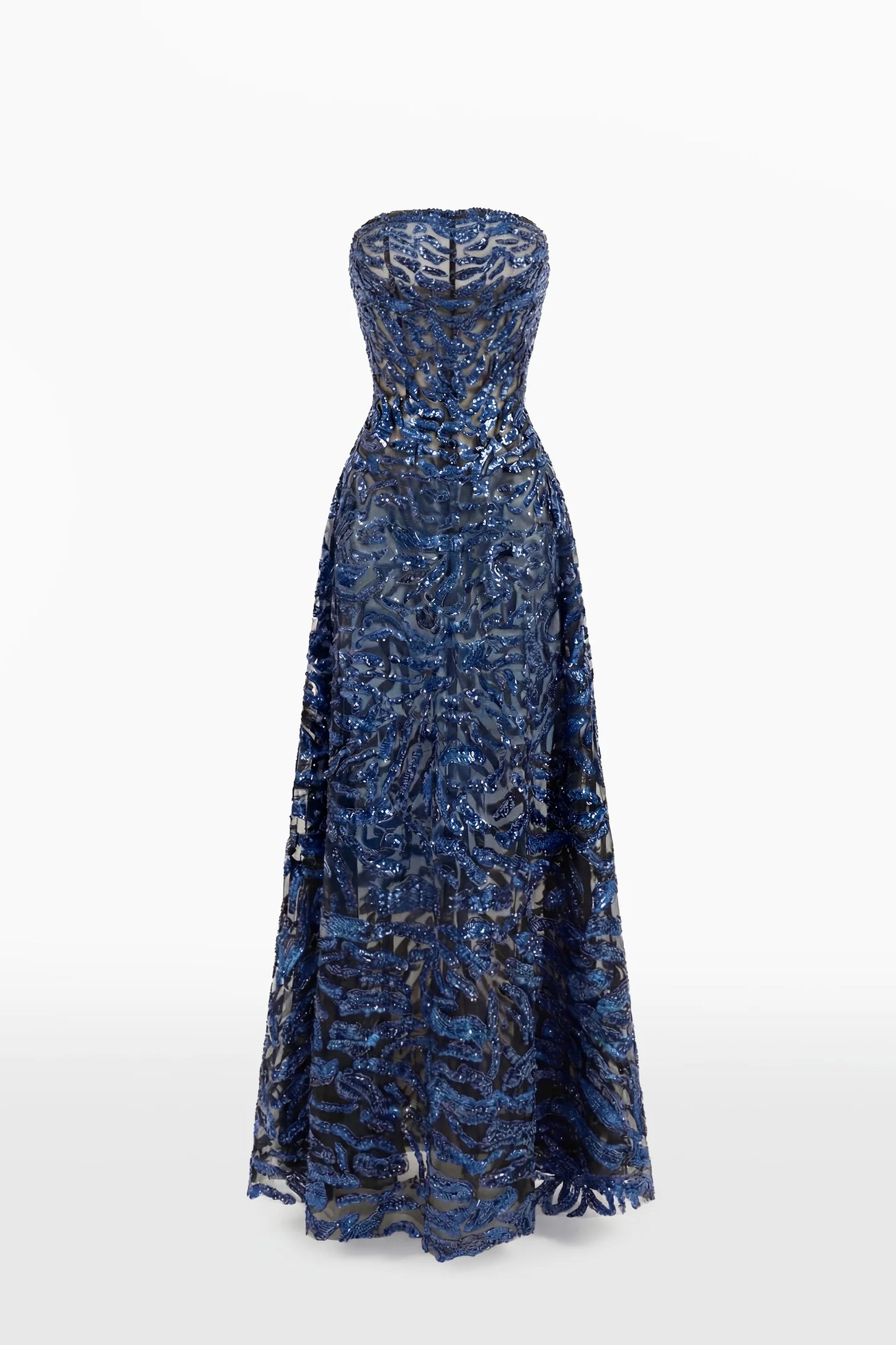 Strapless Embroidered Tulle Dress
